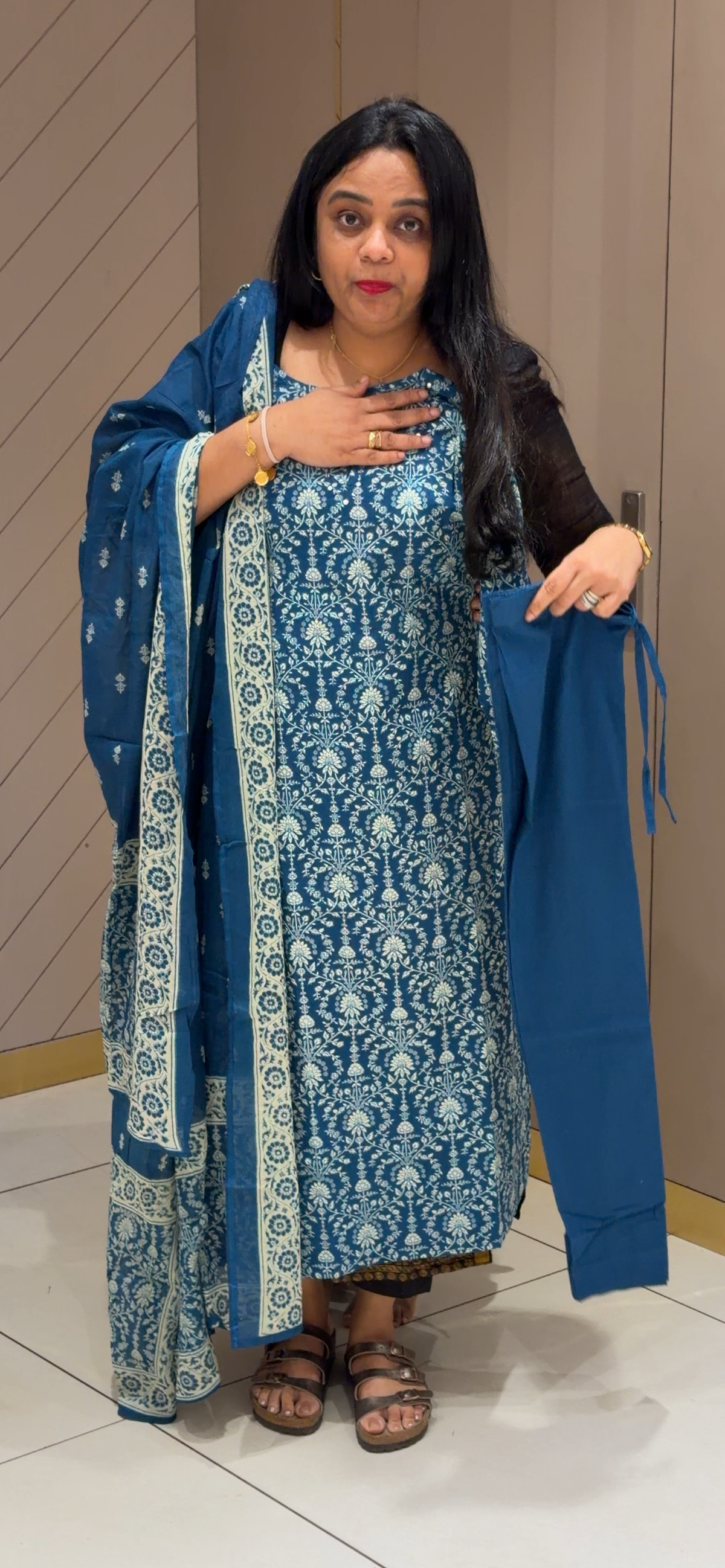 PRINTED COTTON TOP, BOTTOM AND DUPATTA - IHA 35709