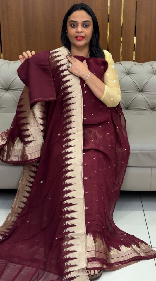 GEORGETTEN BANARASI UNSTITCHED SALWAR SUITS - IHA 32008