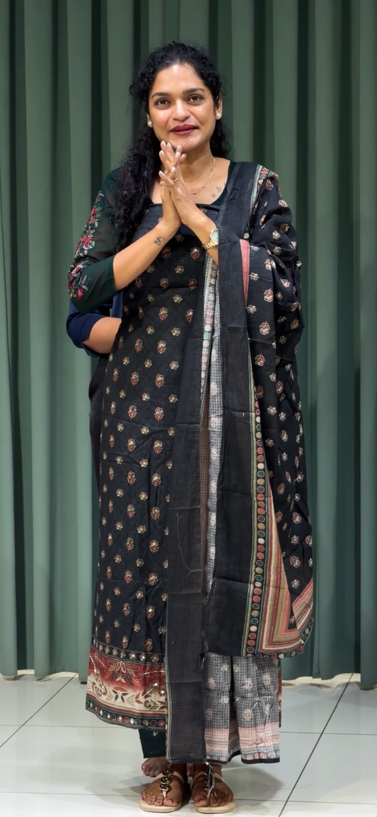 PRINTED MUL CHANDERI UNSTITCHED SALWAR SUITS - IHA 33185