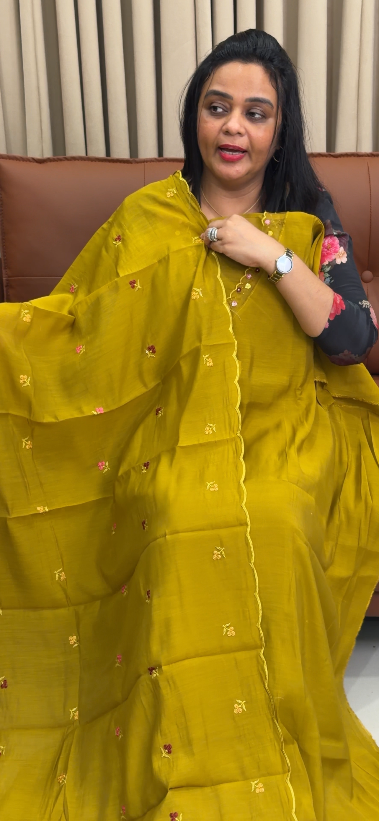 MALAI  CHANDERI UNETITCHED SALWAR SUITS - IHA 34909