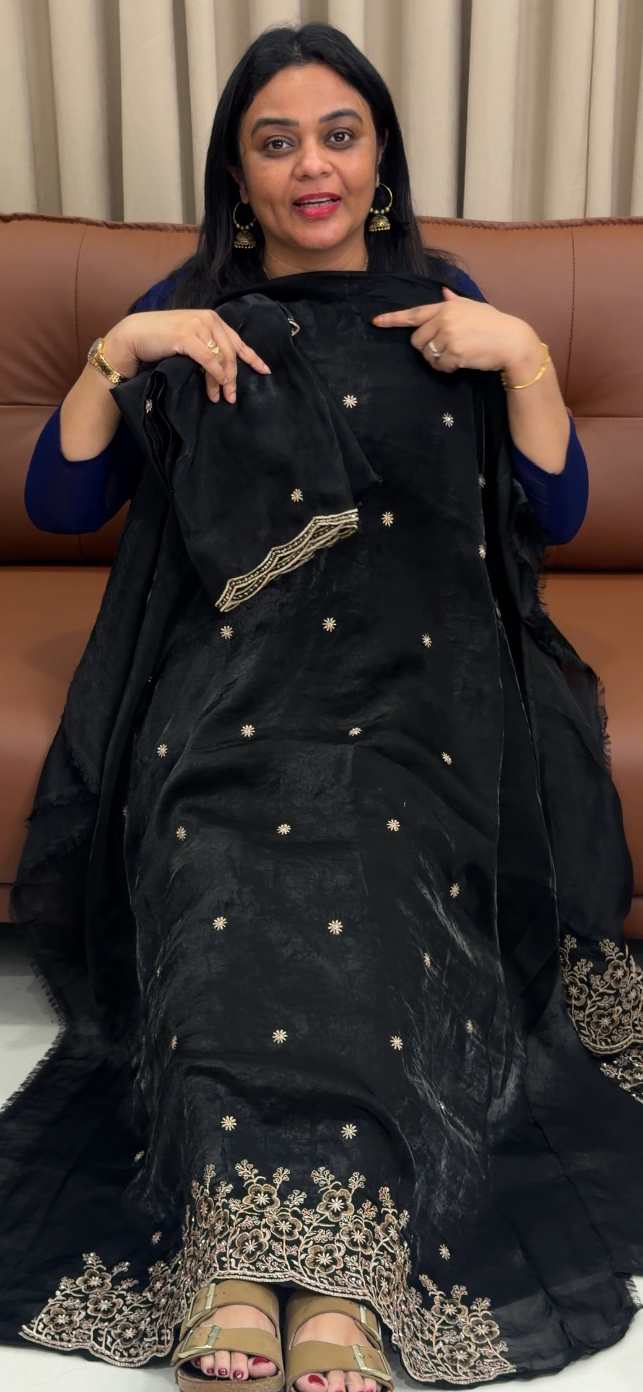 VELVET ORGANZA UNSTITCHED SALWAR SUITS - IHA 33653