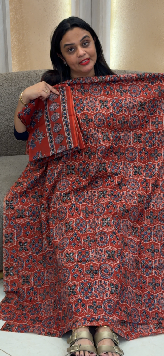 AJRAKH PRINTED UNSTITCHED SALWAR SUITS - IHA 31819