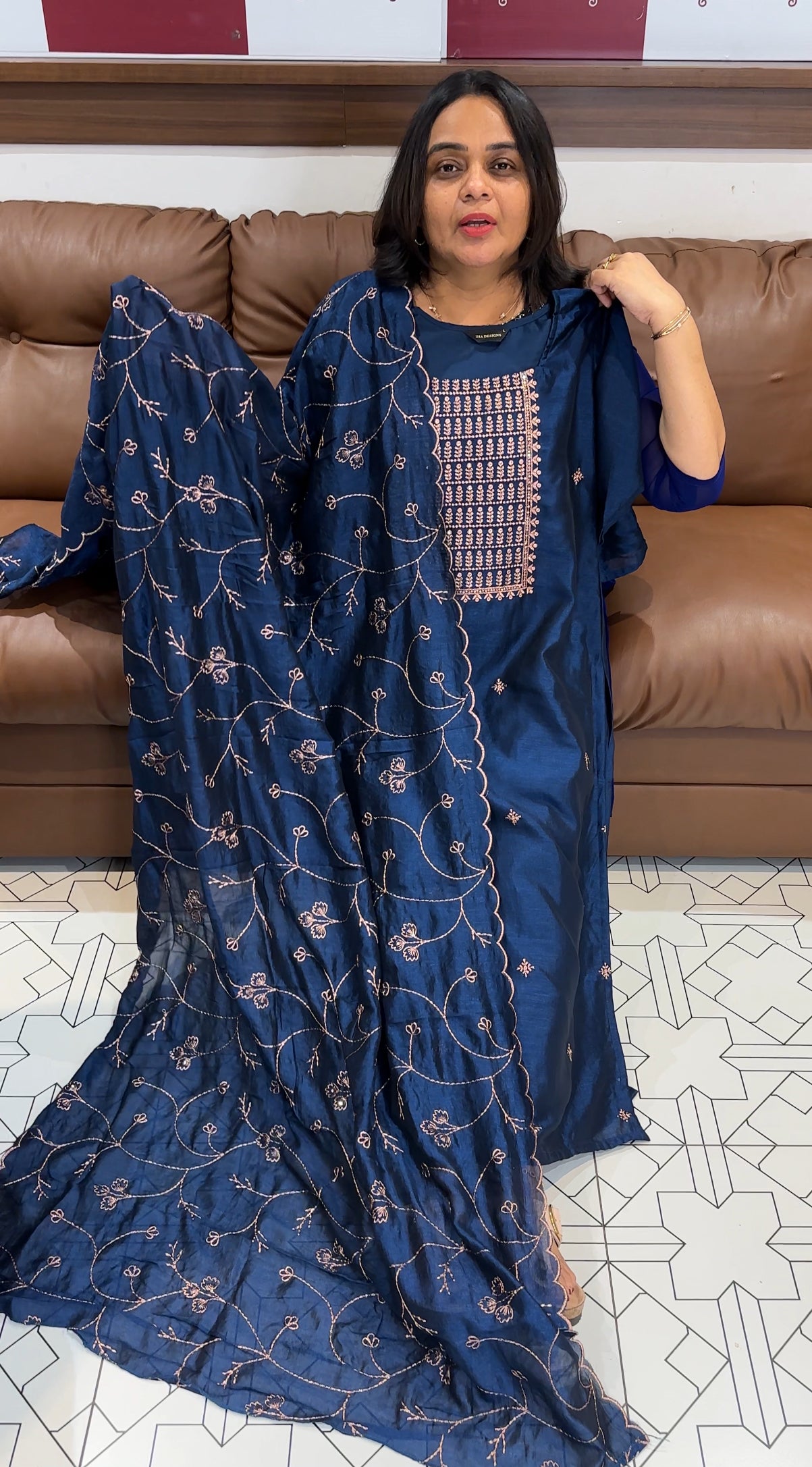 SEMI RAW SILK TOP, BOTTOM AND DUPATTA - IHA 28058