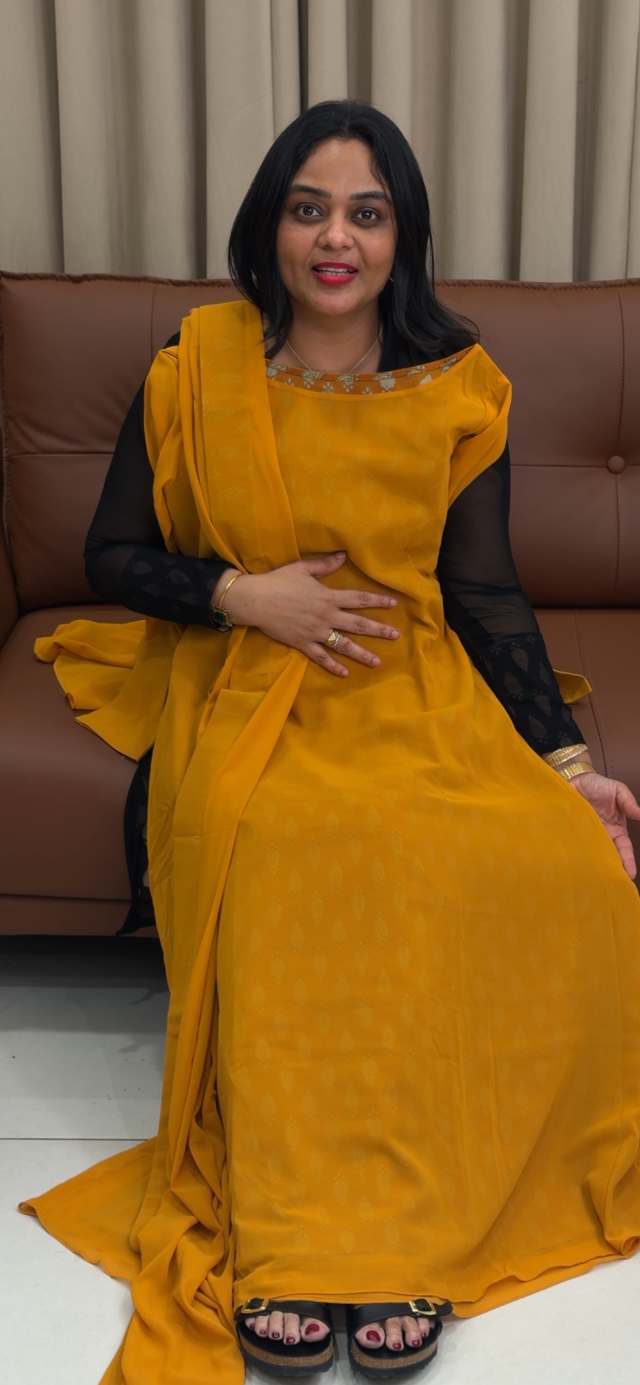 IHA'S IN-HOUSE GEORGETTE SLITTED TOP AND DUPATTA - IHA 34031