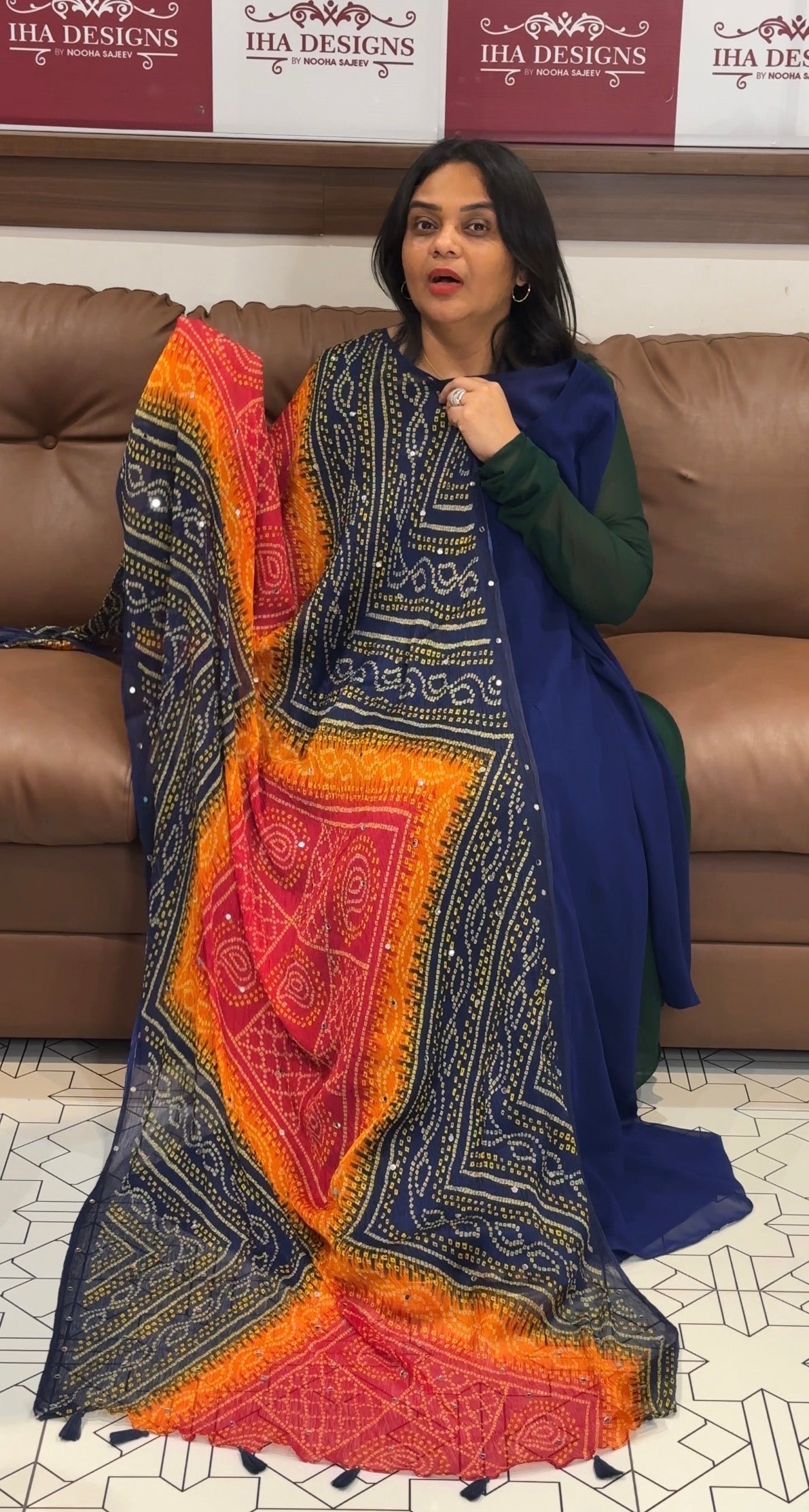 IHA'S IN-HOUSE GEORGETTE ALINE TOP AND DUPATTA - IHA 32466