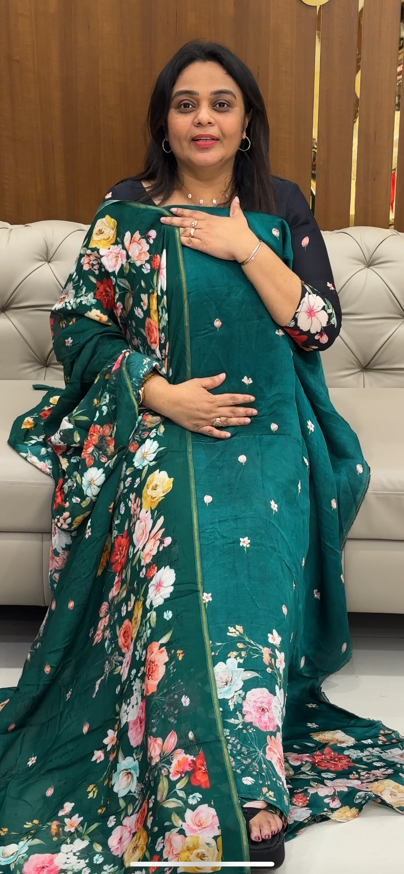 FORWARD CRAPE SILK ONSTITCHED SALWAR SUITS   - IHA 28667