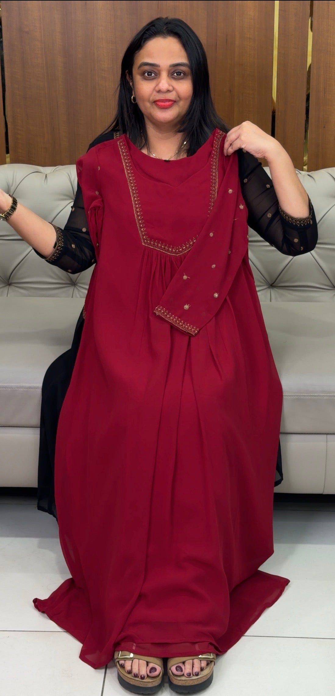 FAUX GEORGETTE ALINE TOPS - IHA 32575