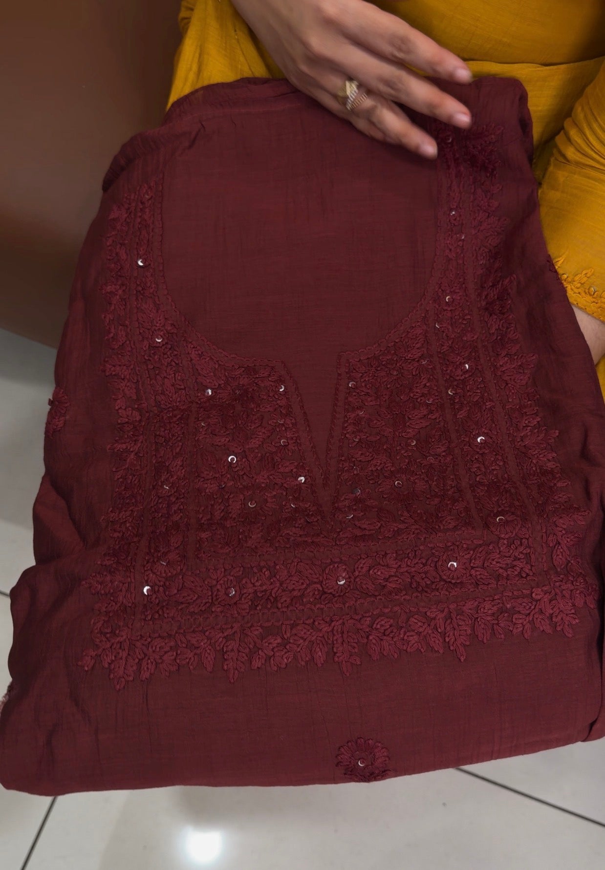 LUCKNOWI CHIKANKARI UNSTITCHED SALWAR SUITS - IHA 34724