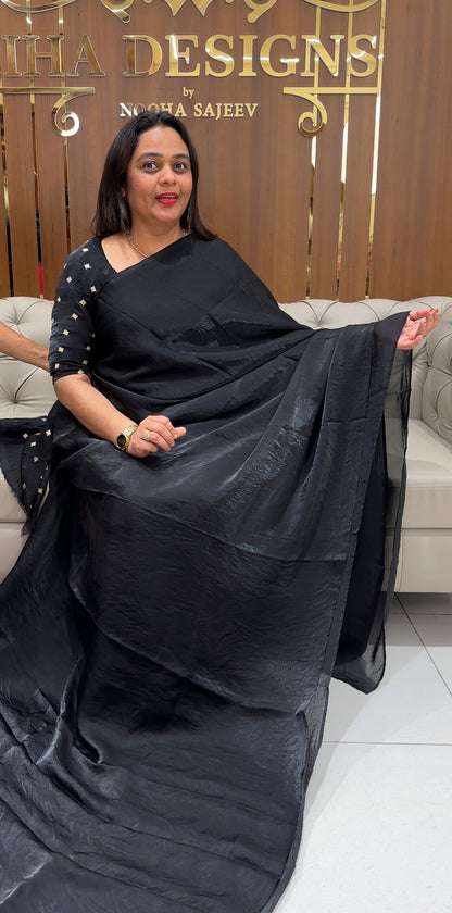 VELVET ORGANZA SAREES - IHA 26978
