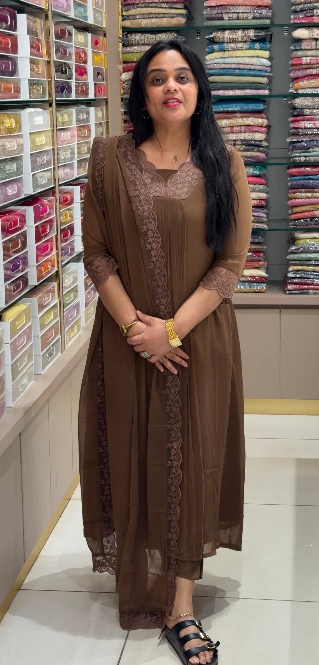 FAUX GEORGETTE UNSTITCHED SALWAR SUITS - IHA 35299