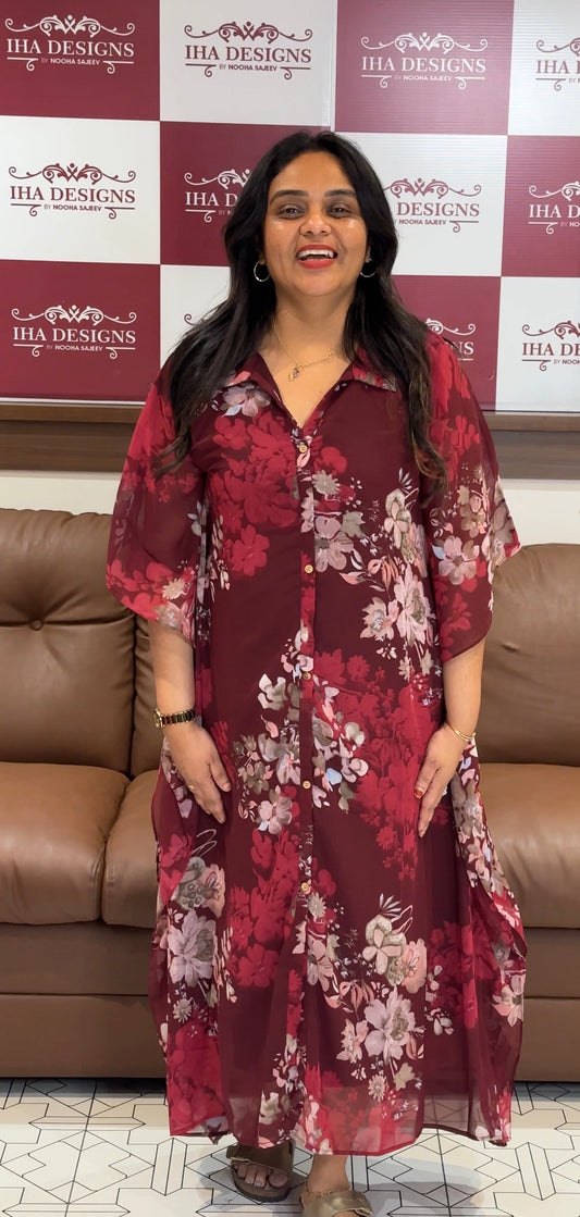 IHA'S IN-HOUSE PRINTED GEORGETTE KAFTAN TOPS - IHA 31155