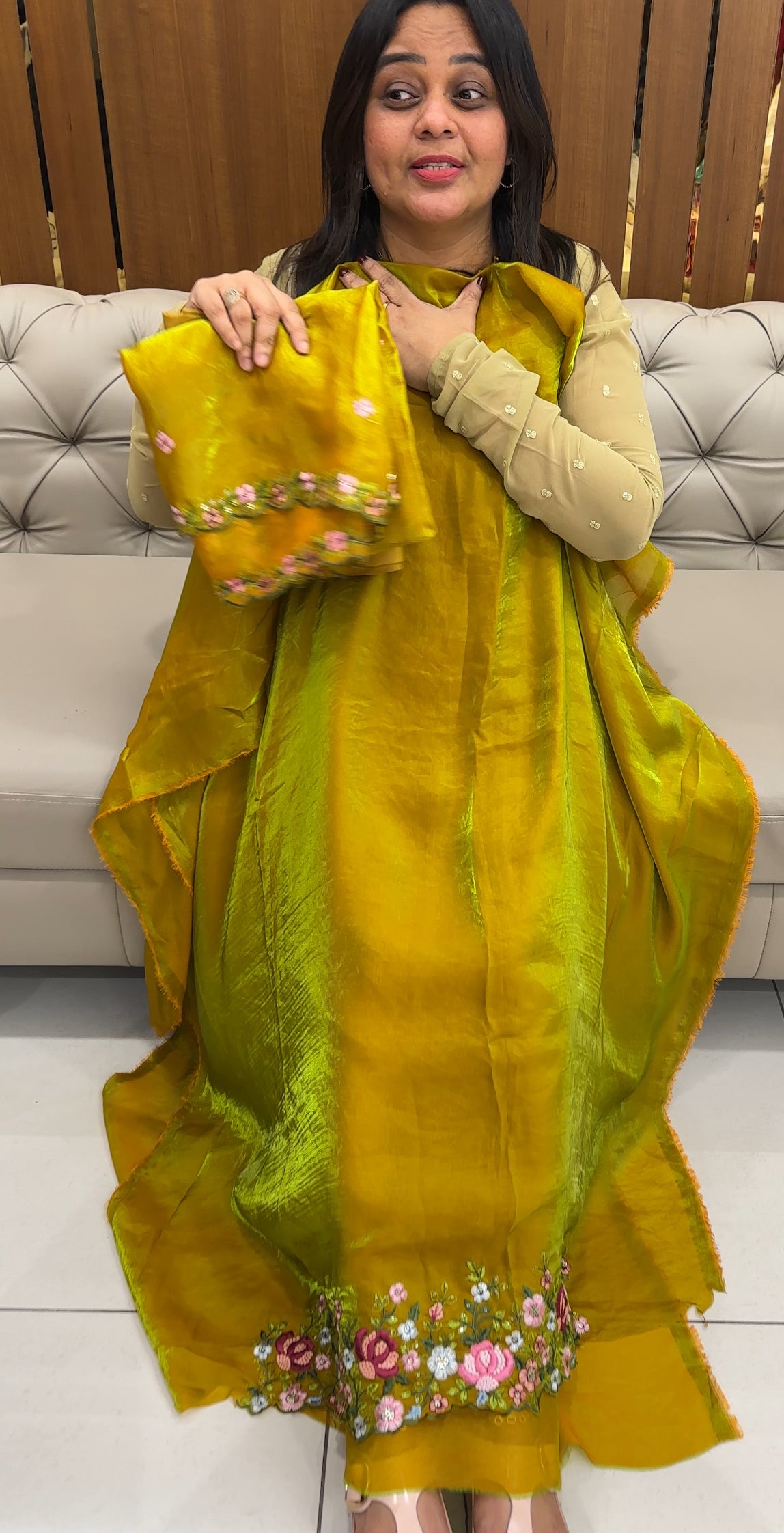 VELVET ORGANZA UNSTITCHED SALWAR SUITS - 27018