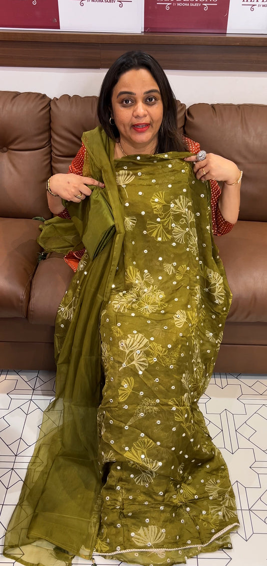 PRINTED ORGANZA UNSTITCHED SALWAR SUITS - IHA 22806