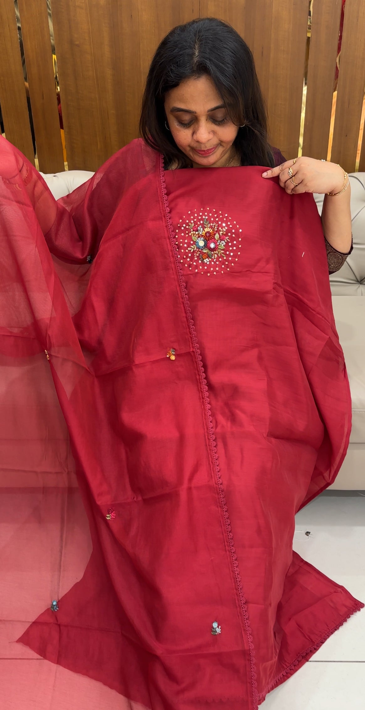 MALAI CHANDERI UNSTITCHED SALWAR SUITS - IHA 26793