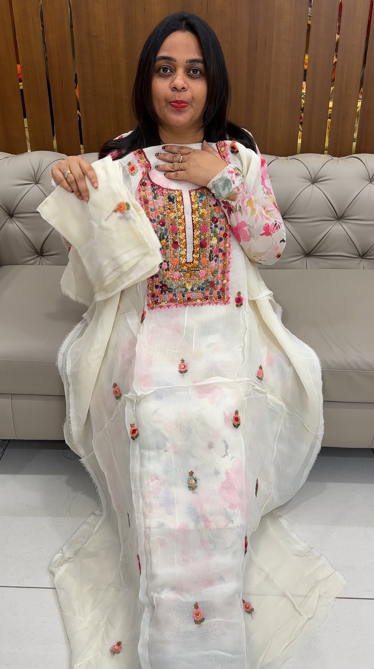 VISCOSE ORGANZA UNSTITCHED SALWAR SUITS - IHA 26349