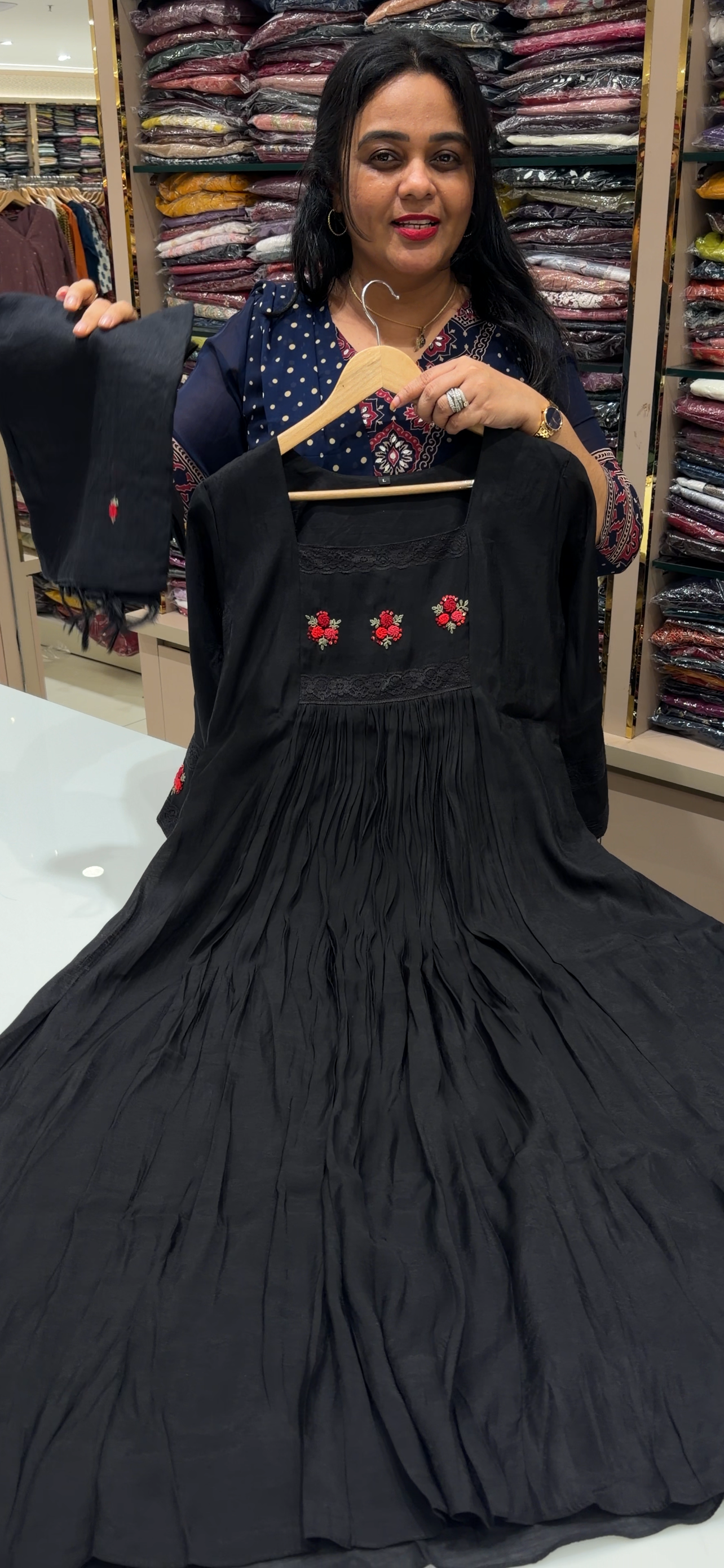 MALAI CHANDERI TOP, BOTTOM AND DUPATTA - IHA 34632