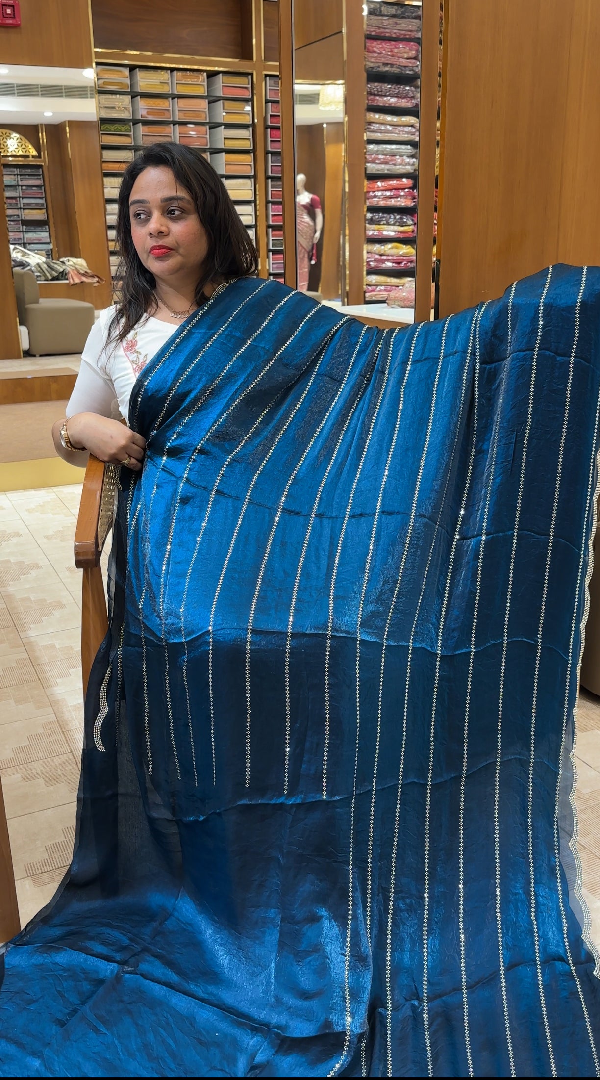 VELVET ORGANZA SAREES - IHA 26816
