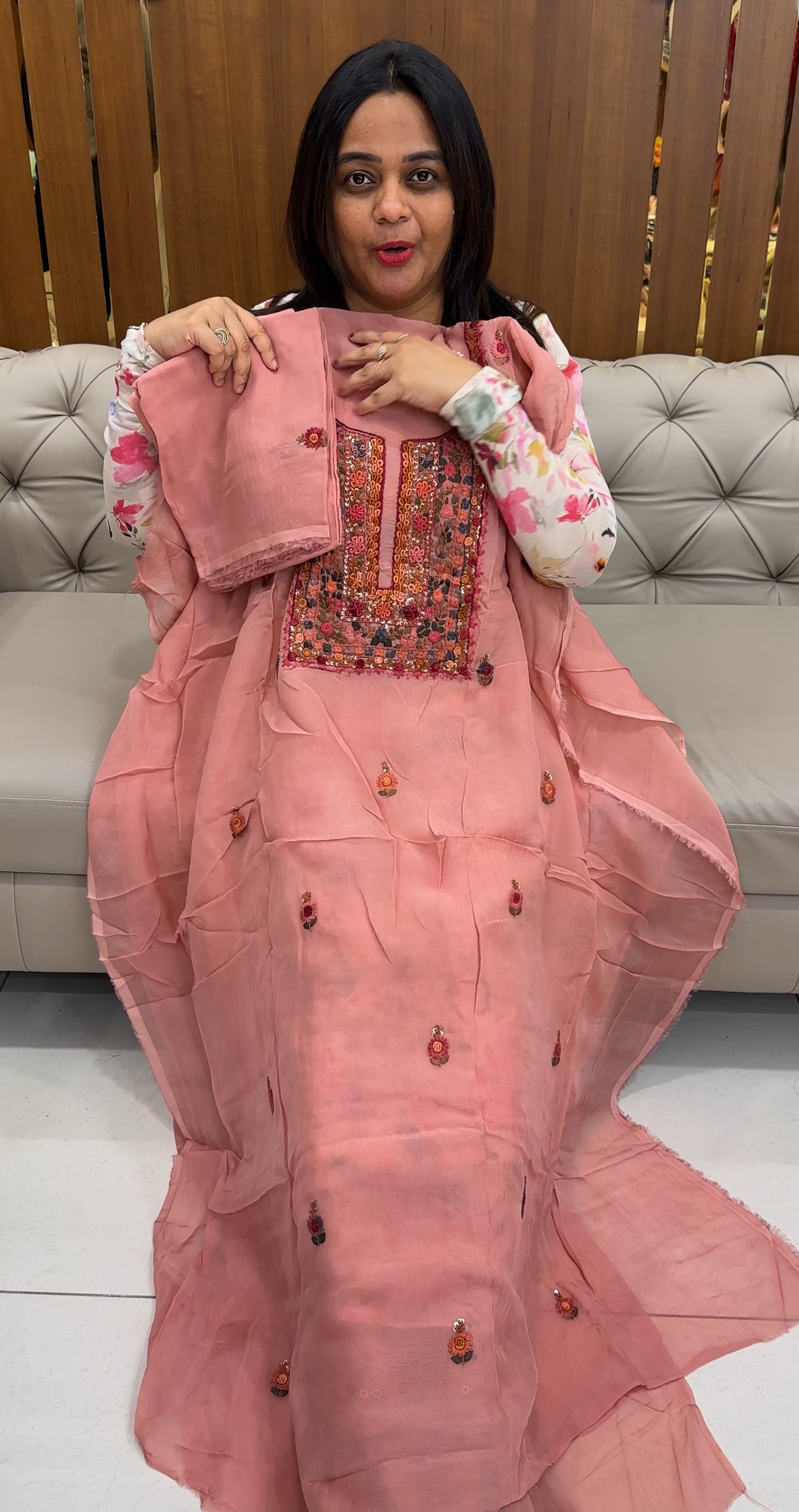VISCOSE ORGANZA UNSTITCHED SALWAR SUITS - IHA 26349