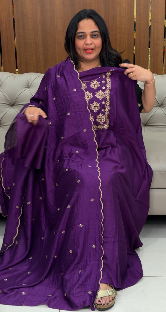 SEMI RAW SILK UNSTITCHED SALWAR SUITS - IHA 29877