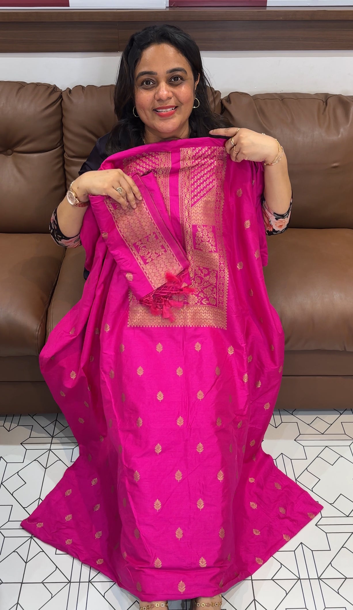 KATAN BANARASI UNSTITCHEED SALWAR SUITS - IHA 26653