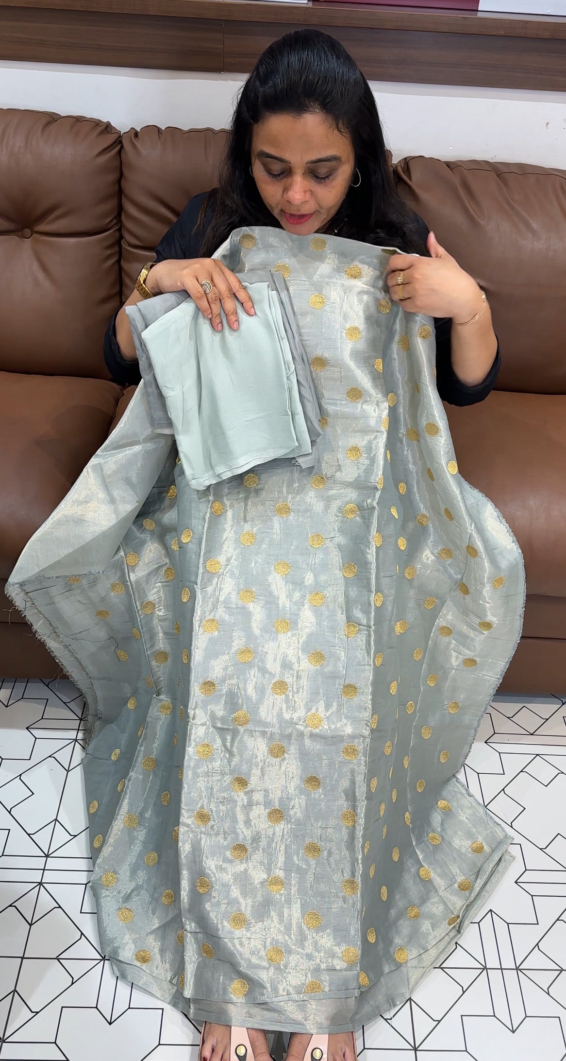 TISSUE UNSTITCHED SALWAR SUITS - IHA 28132