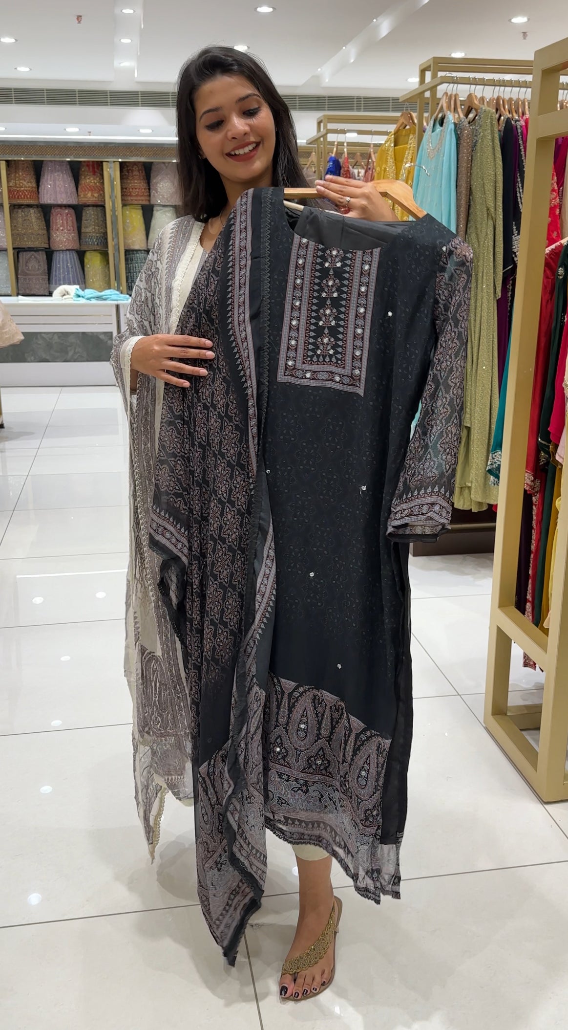 CRAPE SILK TOP, BOTTOM AND DUPATTA - IHA 25118