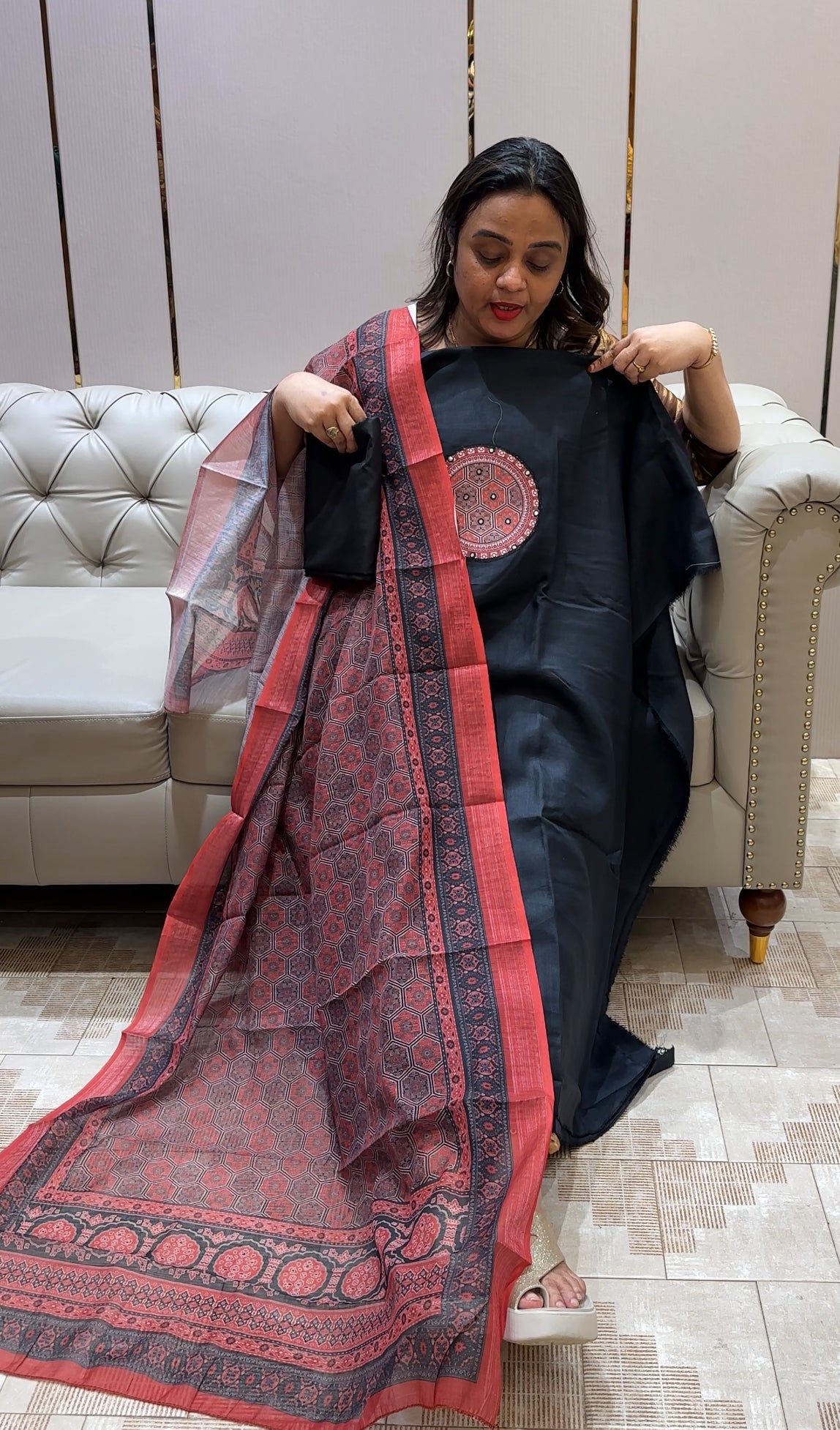 LINEN UNSTITCHED SALWAR SUITS - IHA 22706