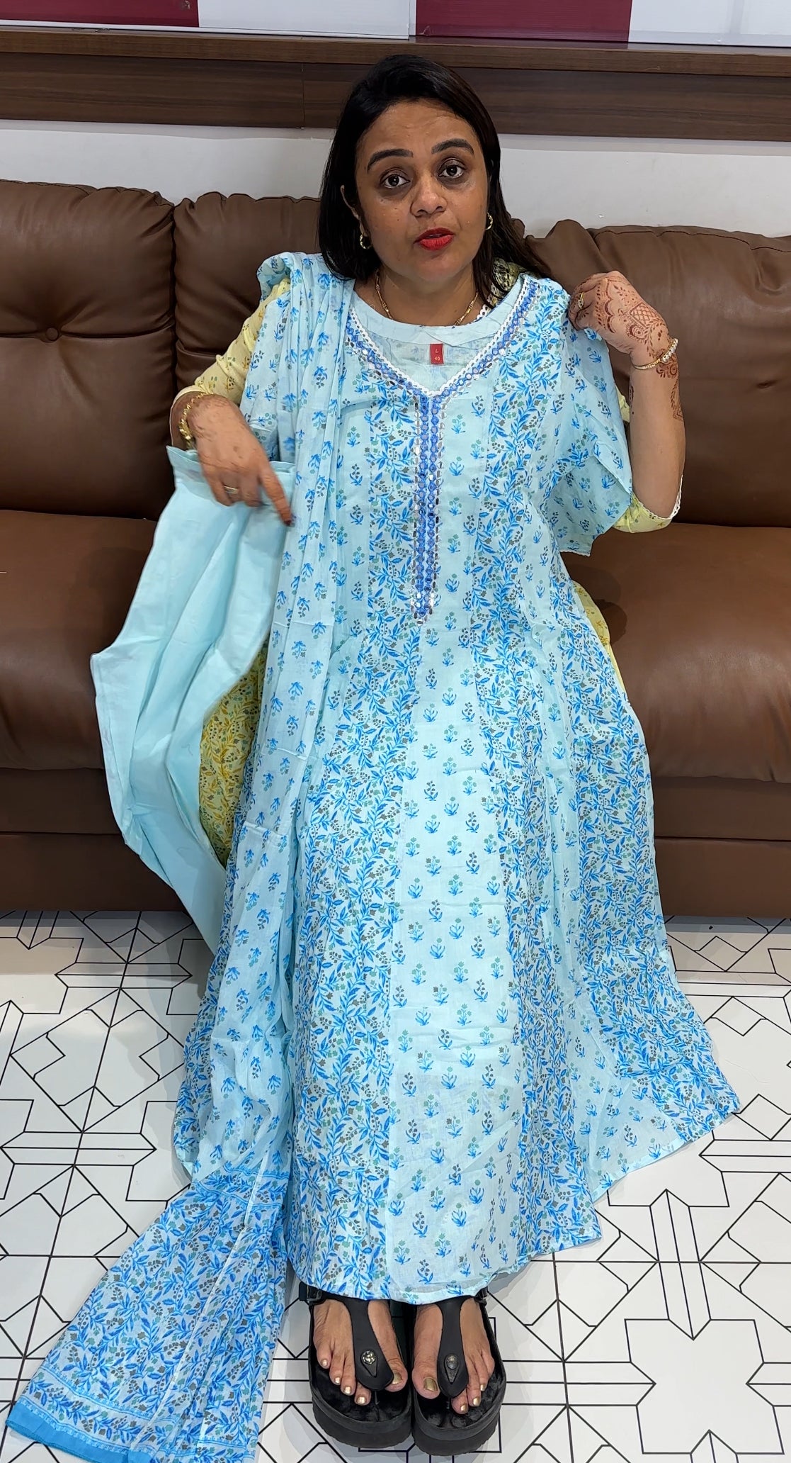 MUL COTTON TOP , BOTTOM AND DUPATTA - IHA 23784