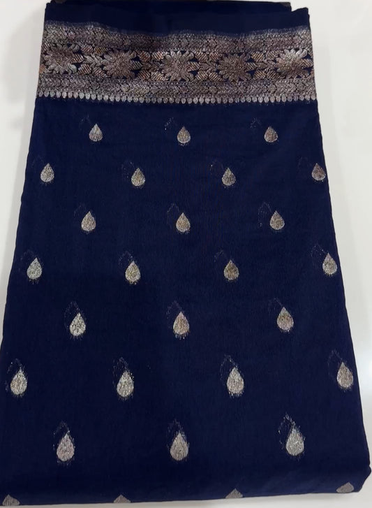 GEORGETTE BANARASI SAREES - IHA 18694