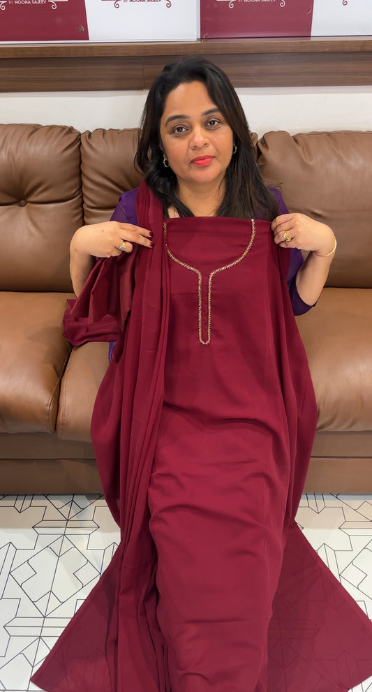 HAND WORKED UNSTITCHED SALWAR SUITS - IHA 25483