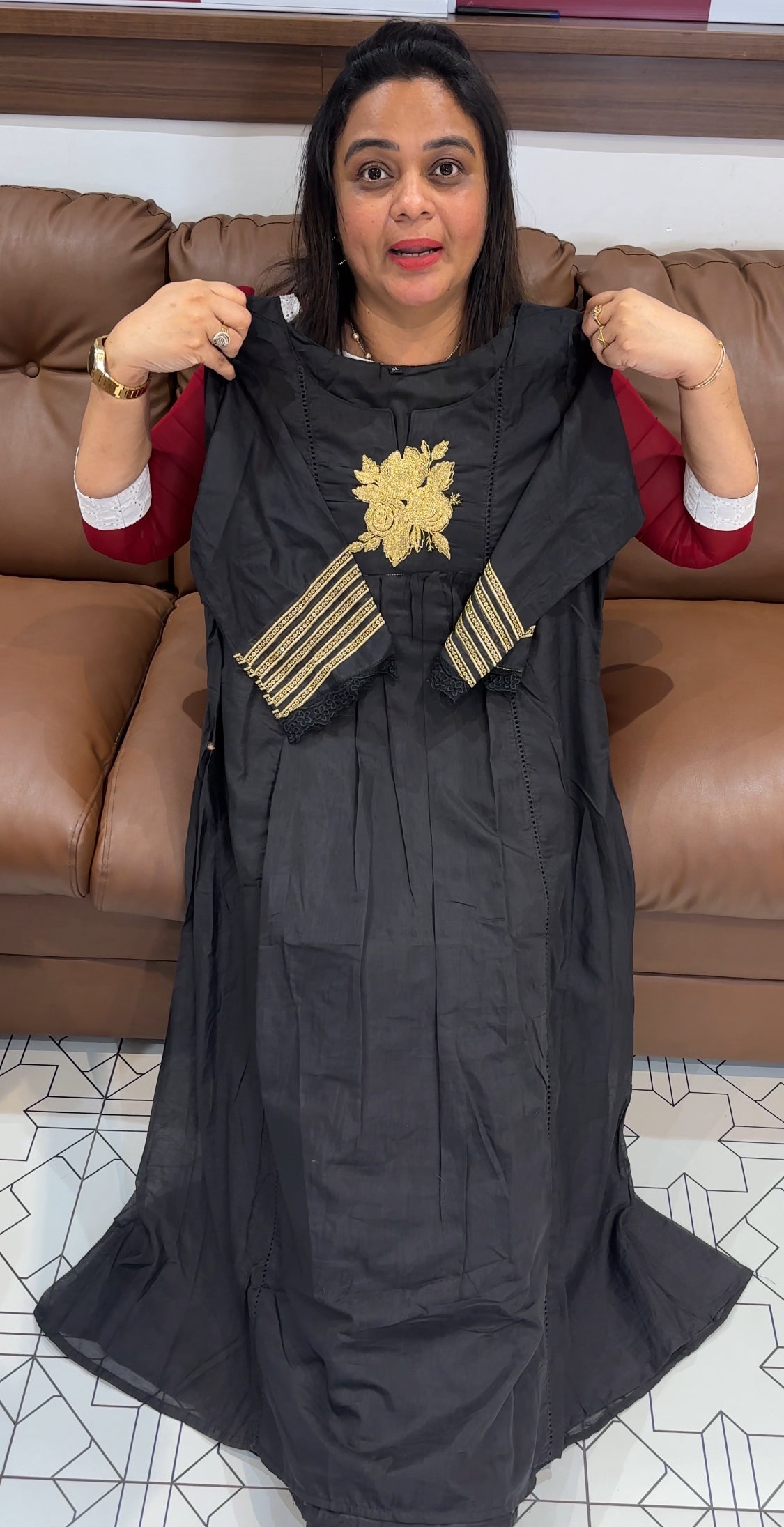 MALAI CHANDERI LONG TOPS - IHA 27855