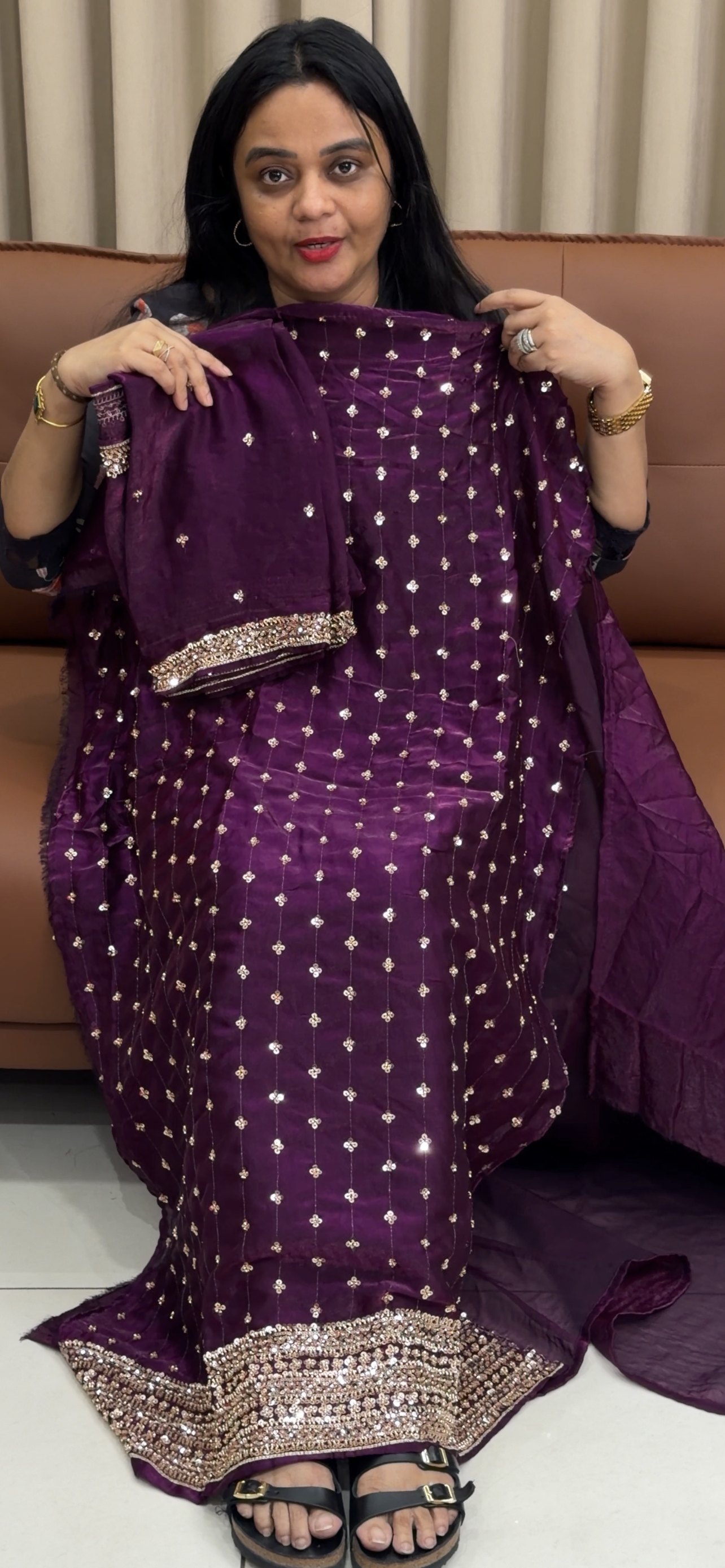 HANDWORKED UNSTITCHED SALWAR SUITS - IHA 35288