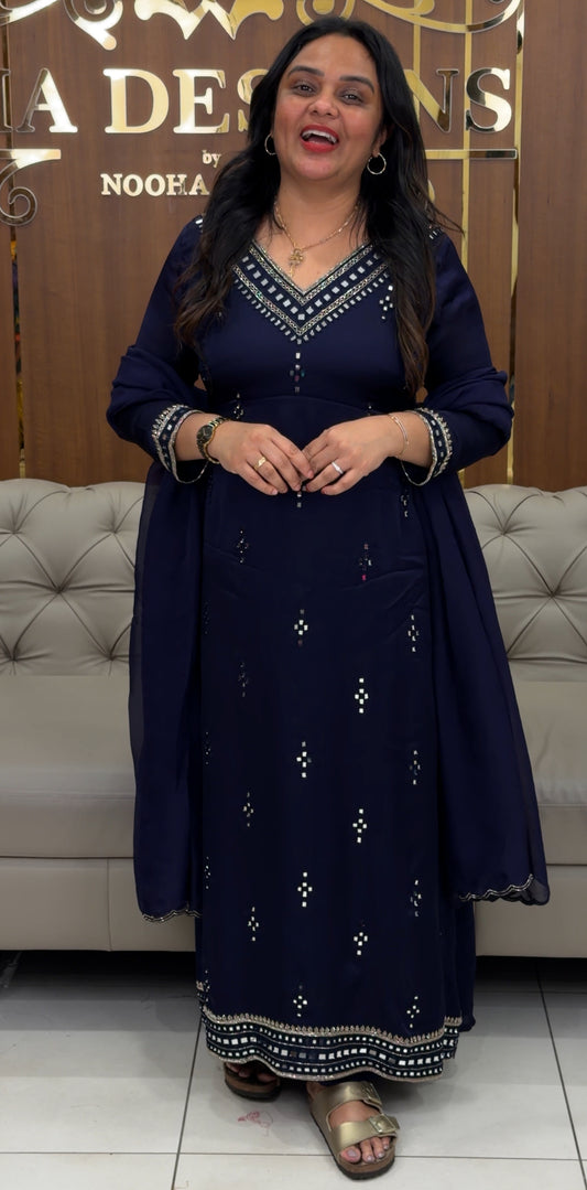 FORWARD CRAPE SLITTED TOP ,BOTTOM AND DUPATTA - IHA 30905