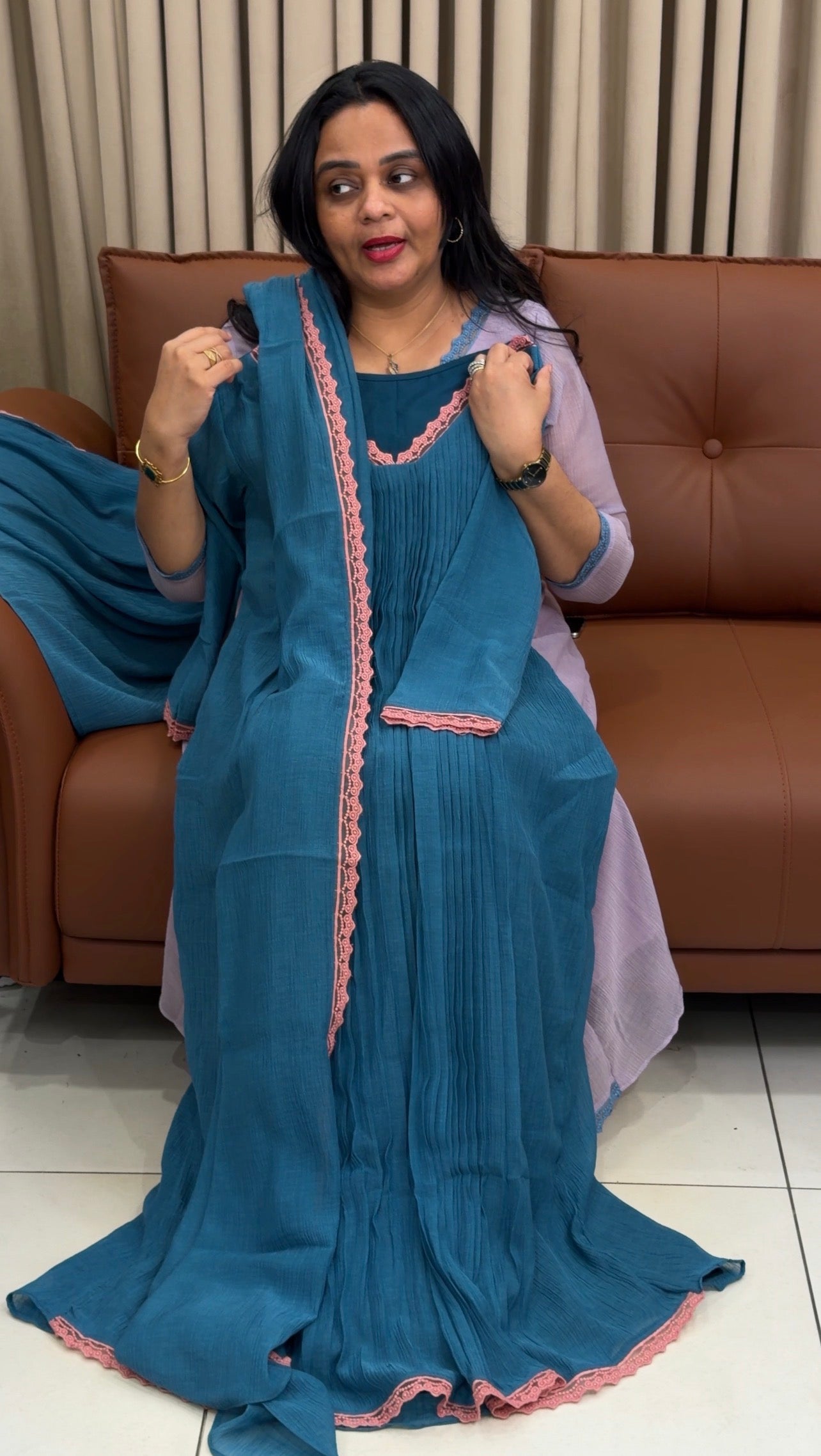 IHA'S IN-HOUSE CRUSHED ALINE TOP AND DUPATTA - IHA 34869