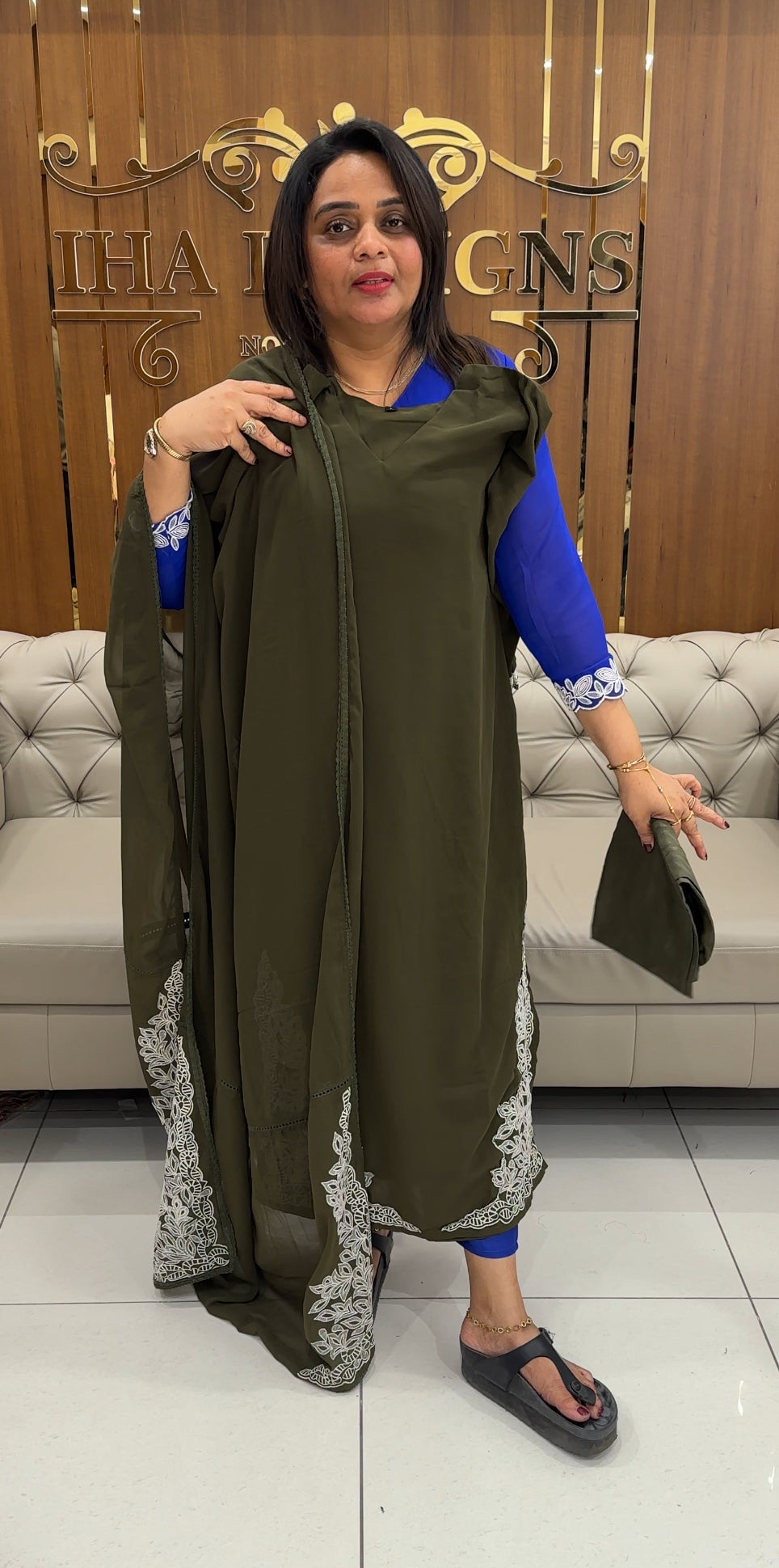 FAUX GEORGETTE TOP,BOTTOM AND DUPATTA - IHA 25778