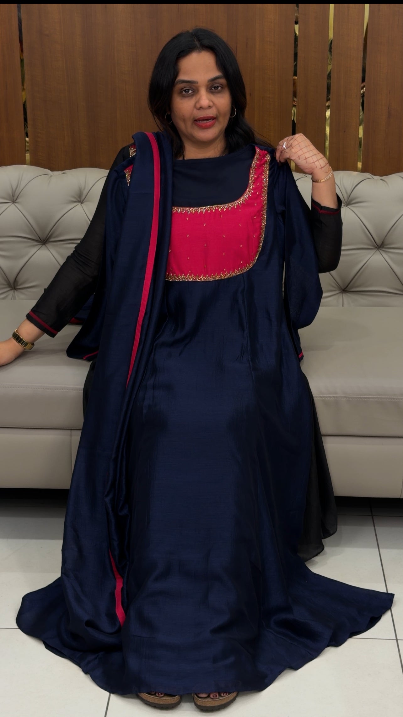 IHA'S IN-HOUSE HAND WORKED ALINE TOP AND DUPATTA - IHA 30406