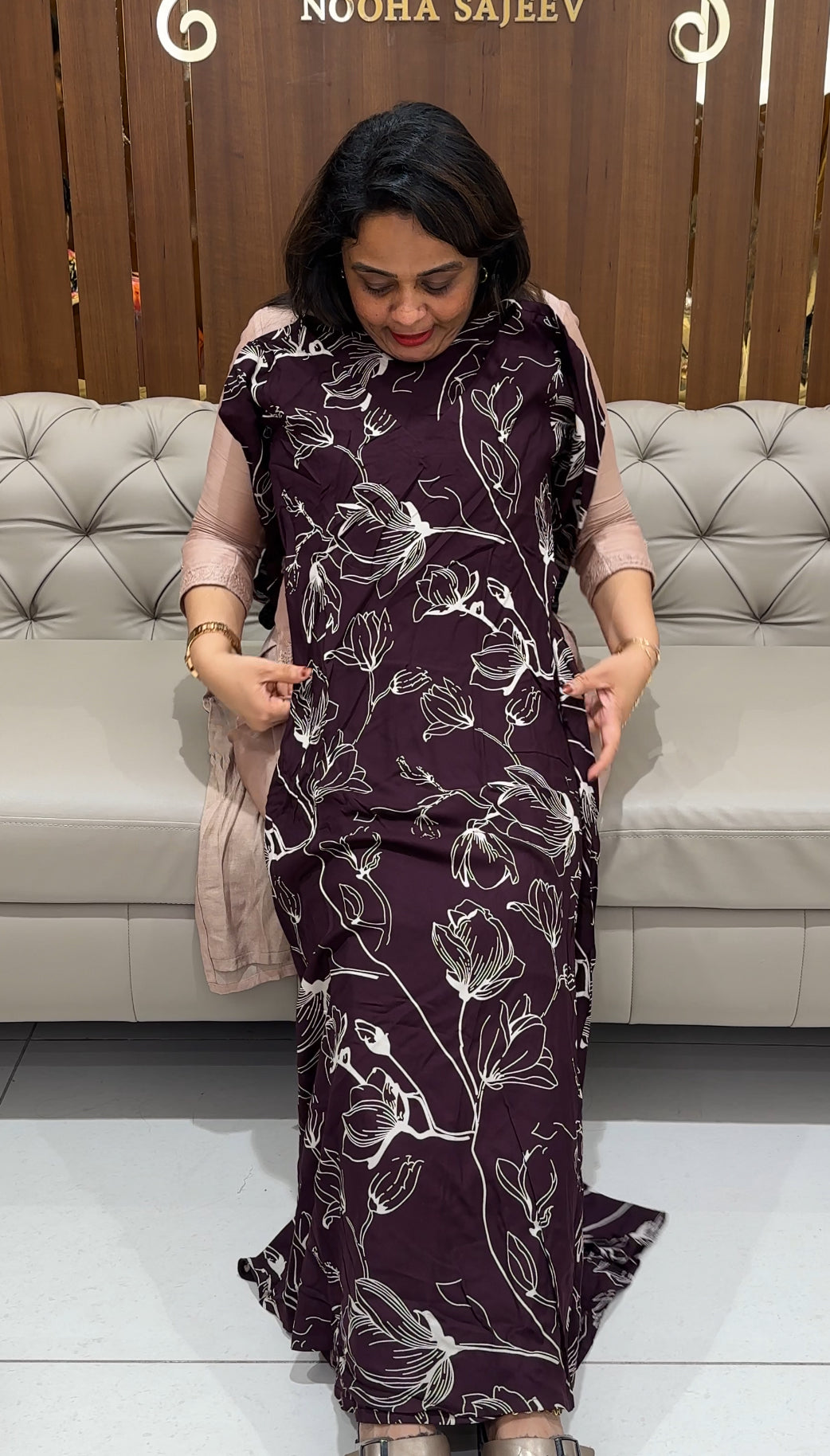 PRINTEED LONG ALINE TOPS - IHA 24221