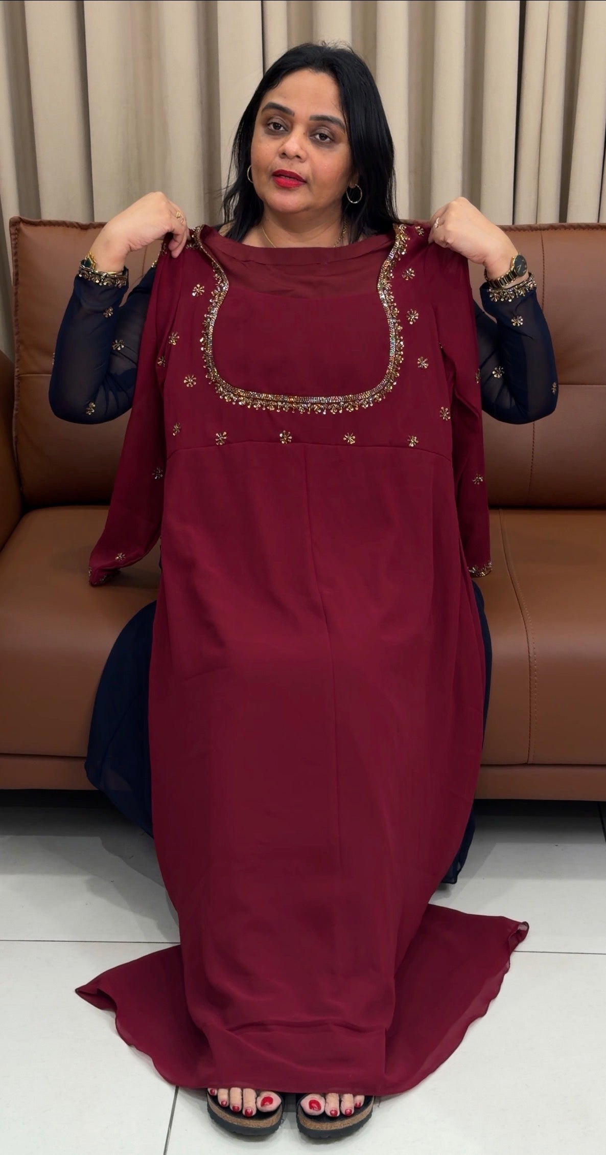 IHA'S IN-HOUSE HANDWORKED ANARKALI TOP AND DUPATTA - IHA 34237