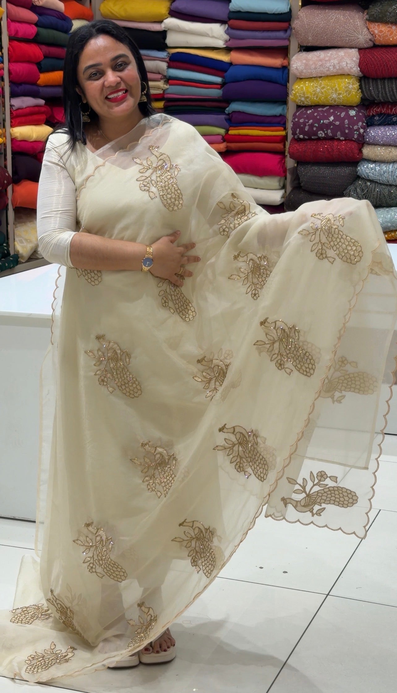 FORWARD VISCOSE ORGANZA SAREES - IHA 34018
