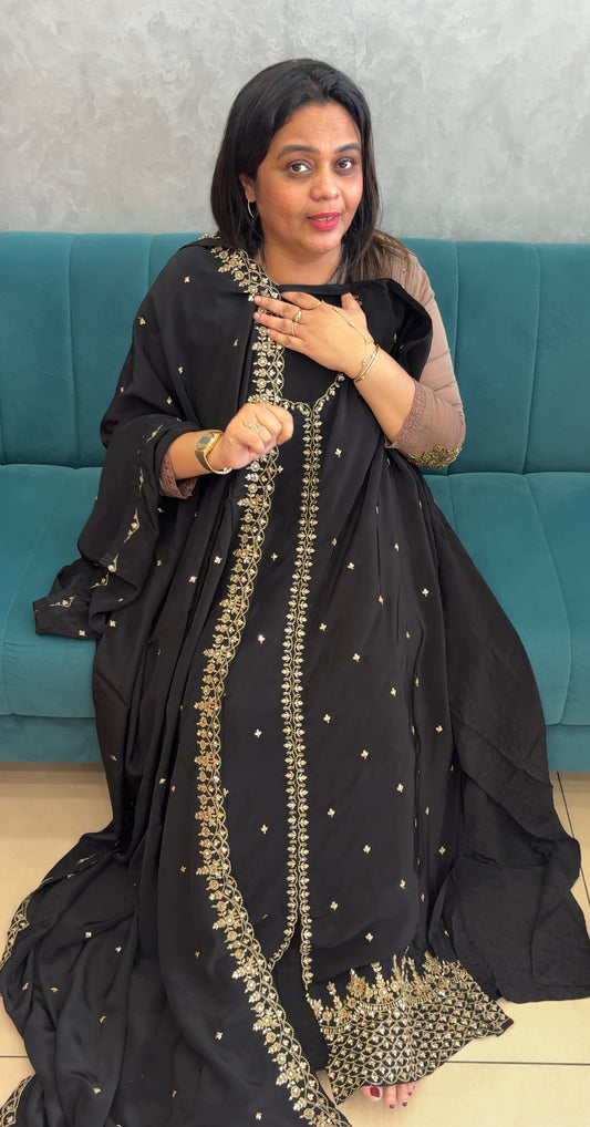 CRAPE SILK UNSTITCHED SALWAR SUITS - IHA 26823