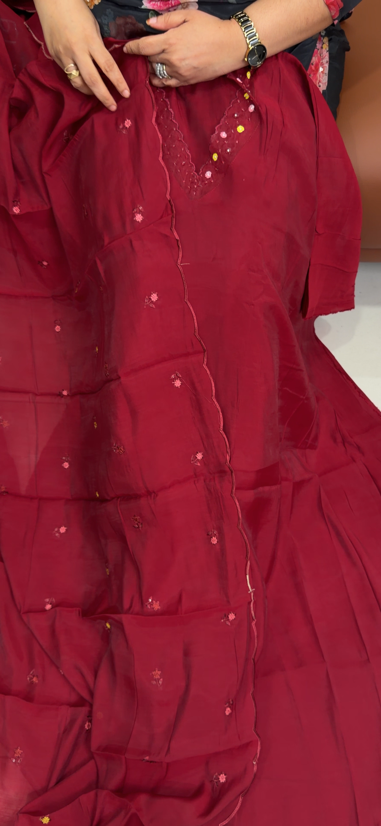 MUL CHANDERI UNSTITCHED SALWAR SUITS - IHA 34929