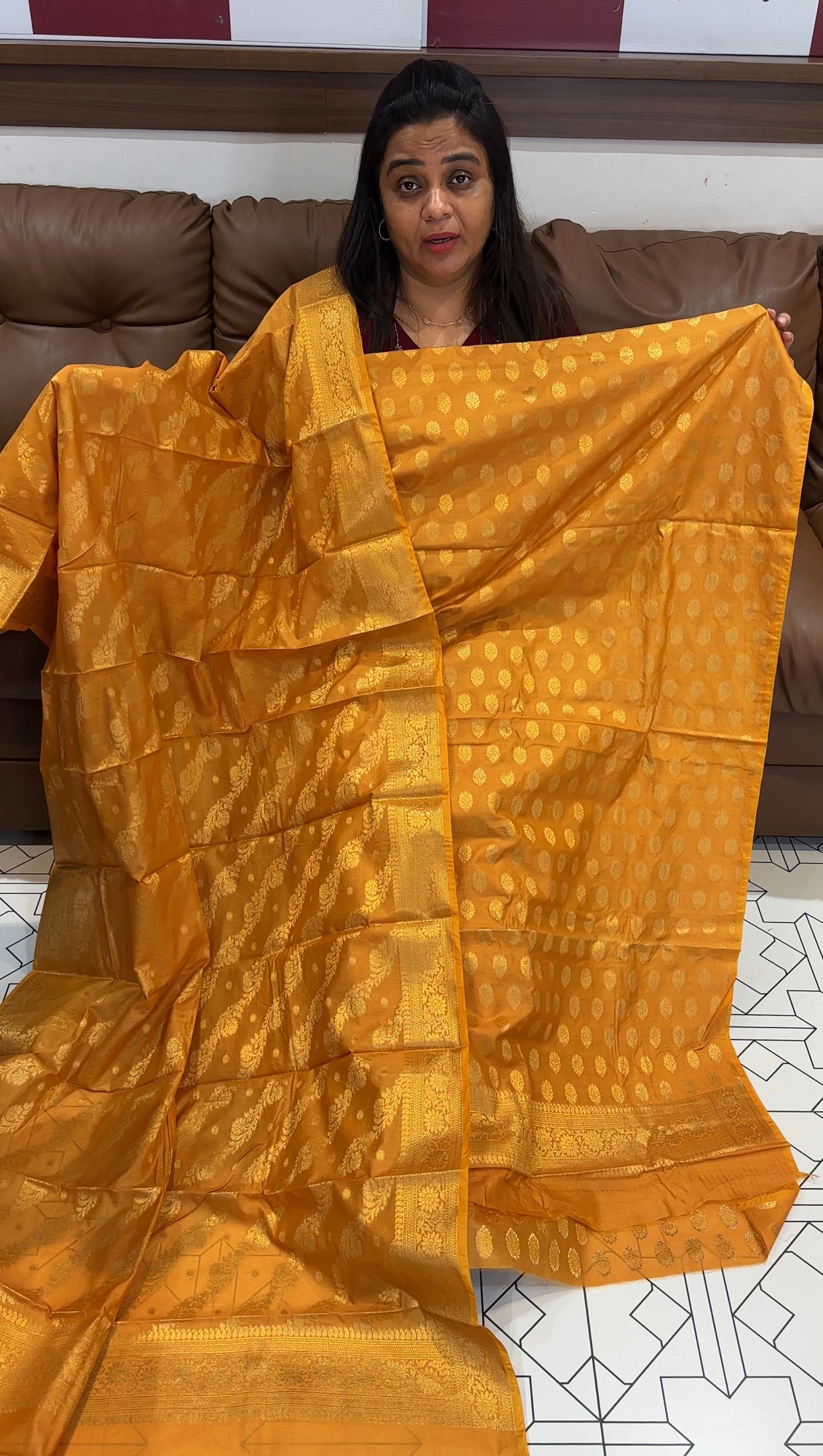 BANARASI CHANDERI UNSTITCHED SALWAR SUITS - IHA 28094