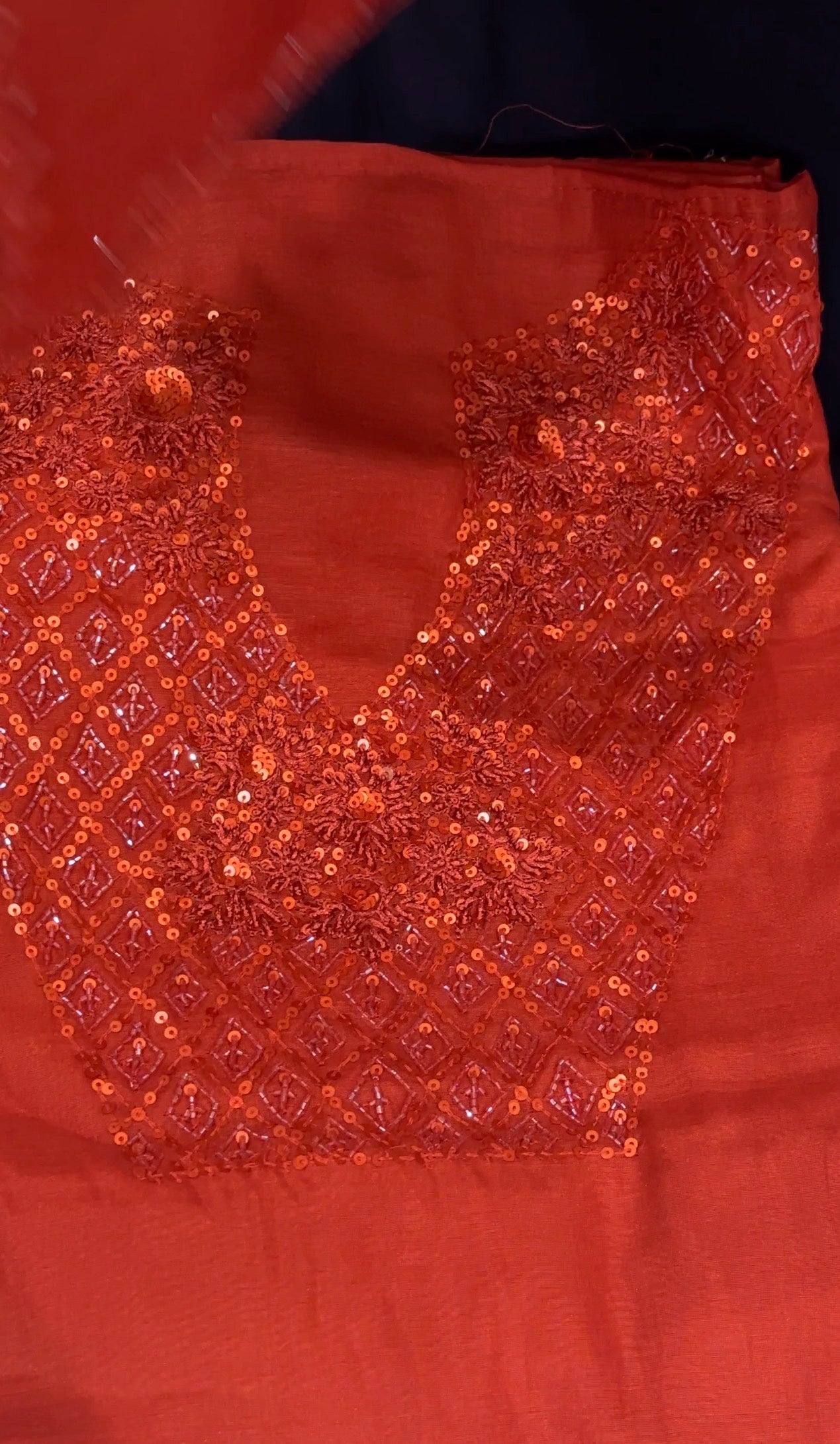 HAND WORKED CHANDERI  UNSTITCHED SALWAR SUITS - IHA 31199