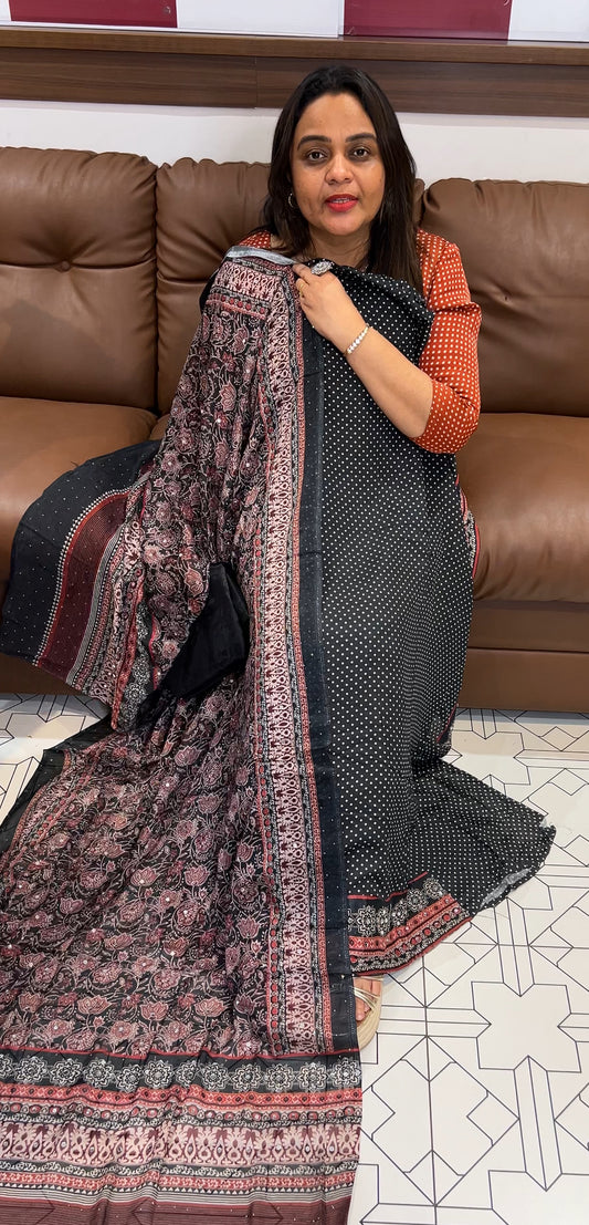 POLKA DOTS UNSTITCHED SALWAR SUITS - IHA 22790