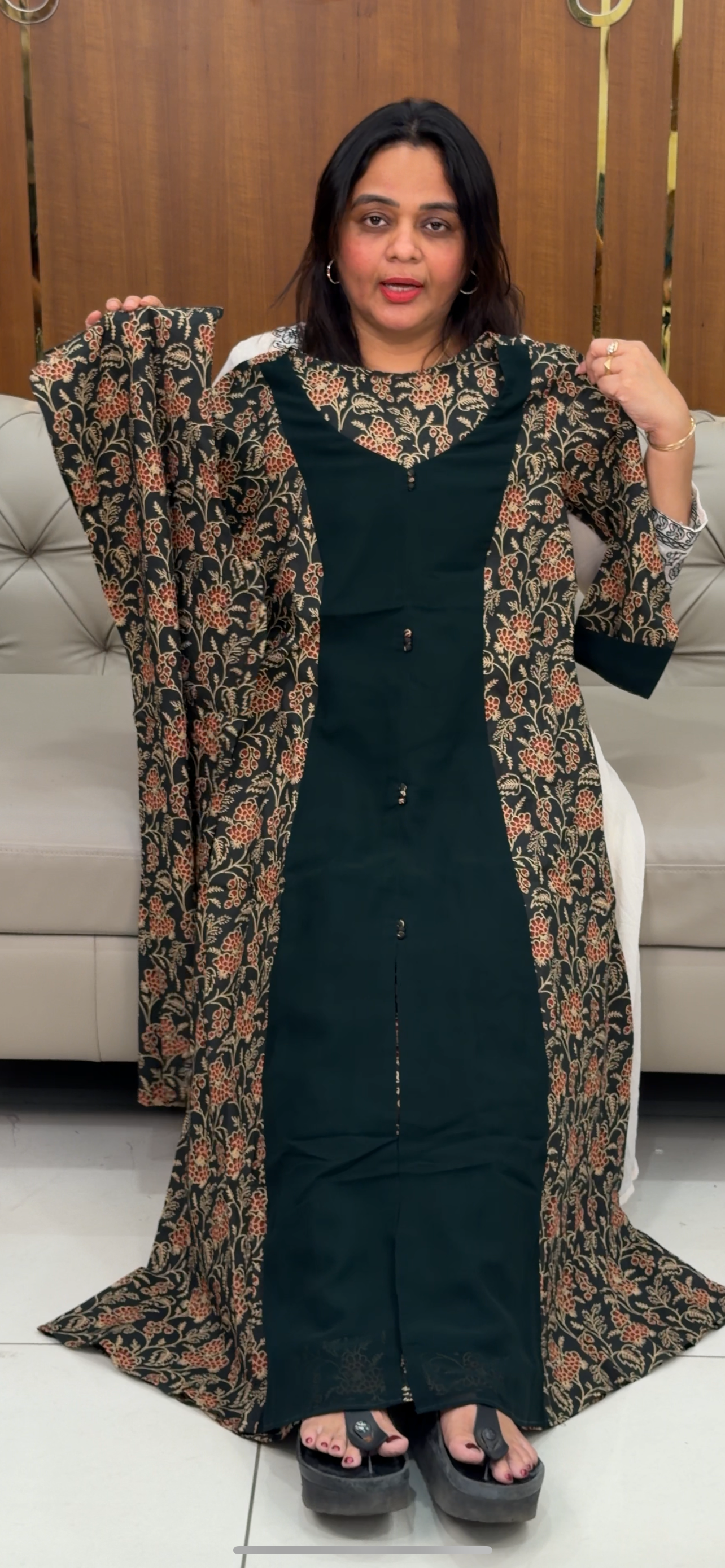 IHA’S IN-HOUSE PRINTED LONG A-LINE TOP AND BOTTOM  - IHA 28917