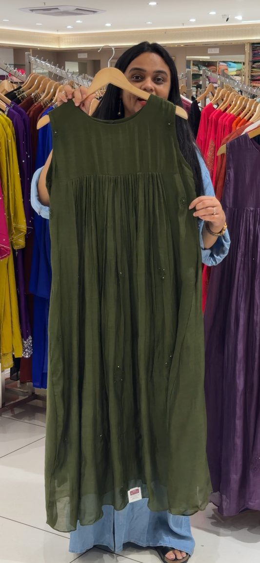 MALAI CHANDERI TUNIC TOPS - IHA 35452