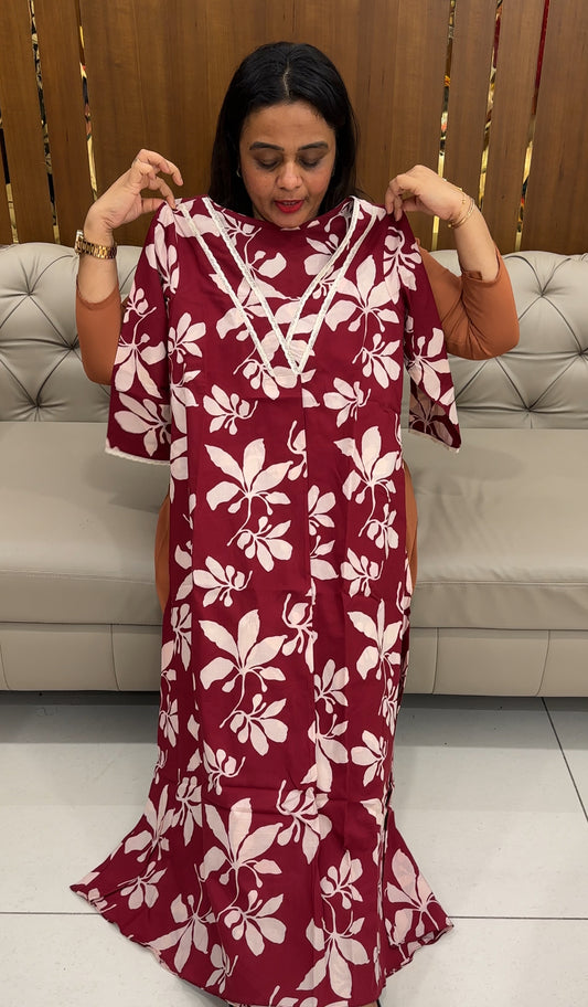 IHA'S IN-HOUSE COTTON LONG ALINE TOPS - IHA 26043