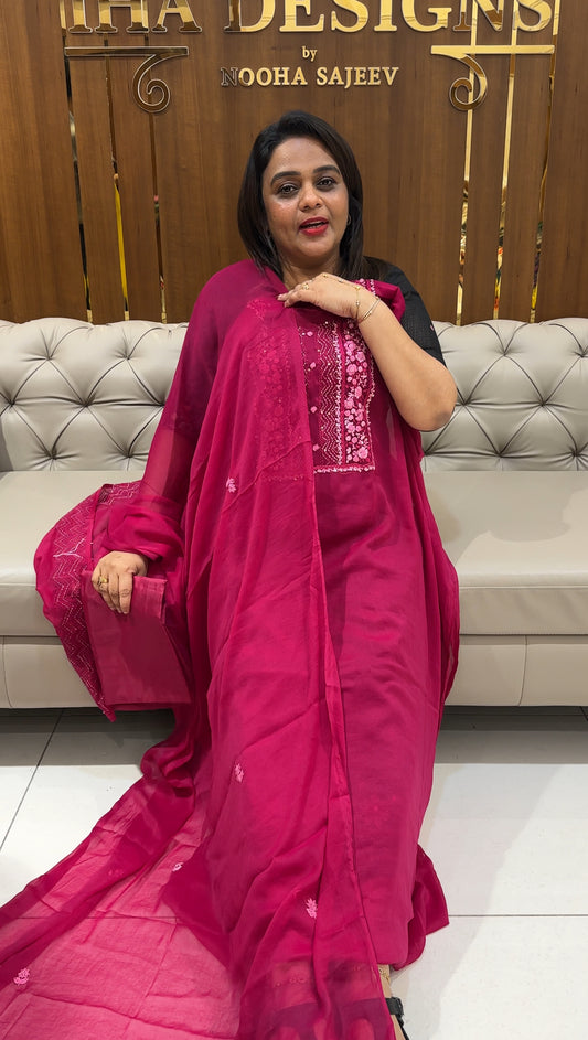 SOFT ORGANZA UNSTITCHED SALWAR SUITS - IHA 25016