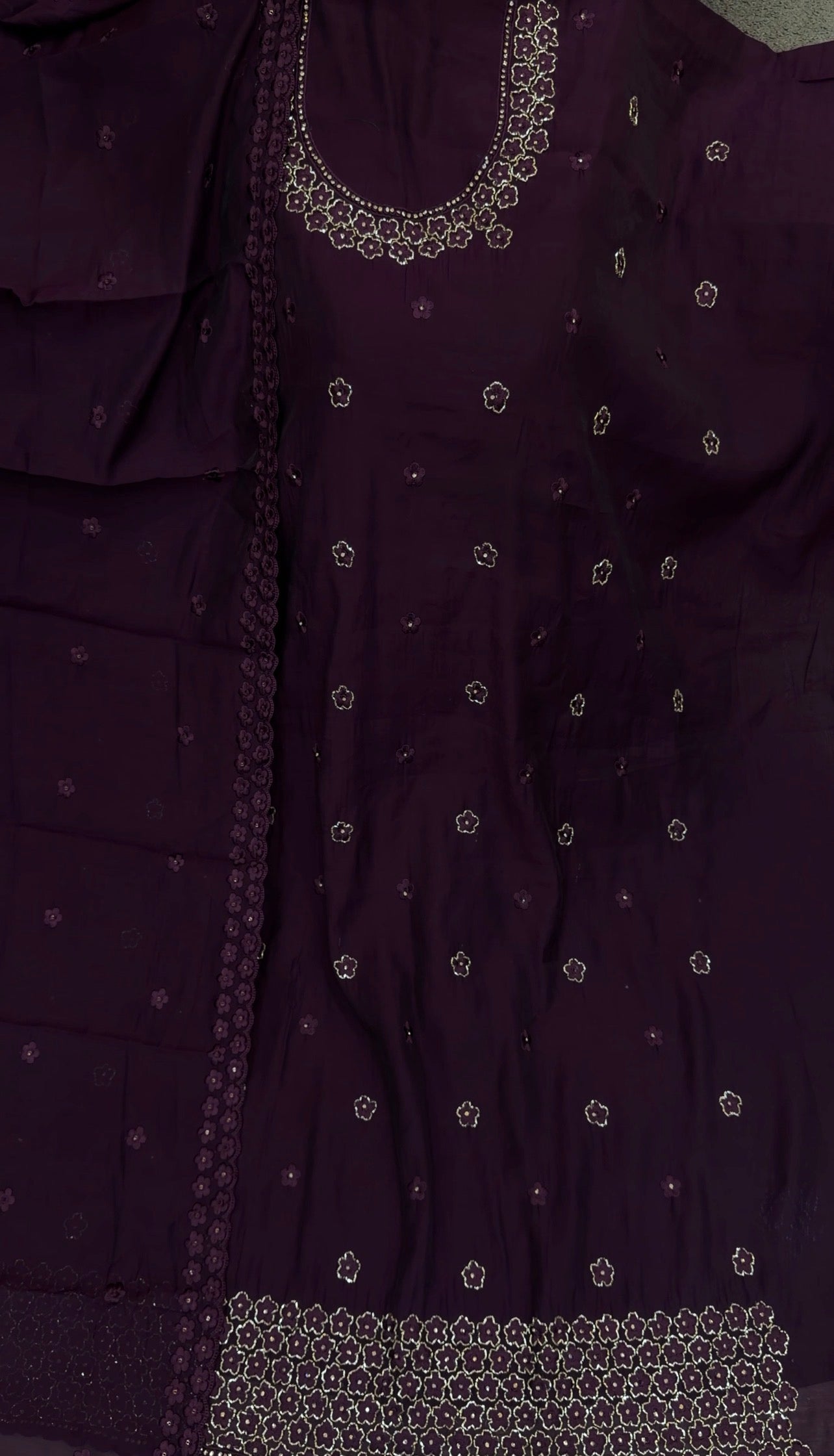 HAND WORKED UNSTITCHED SALWAR SUITS - IHA 33225