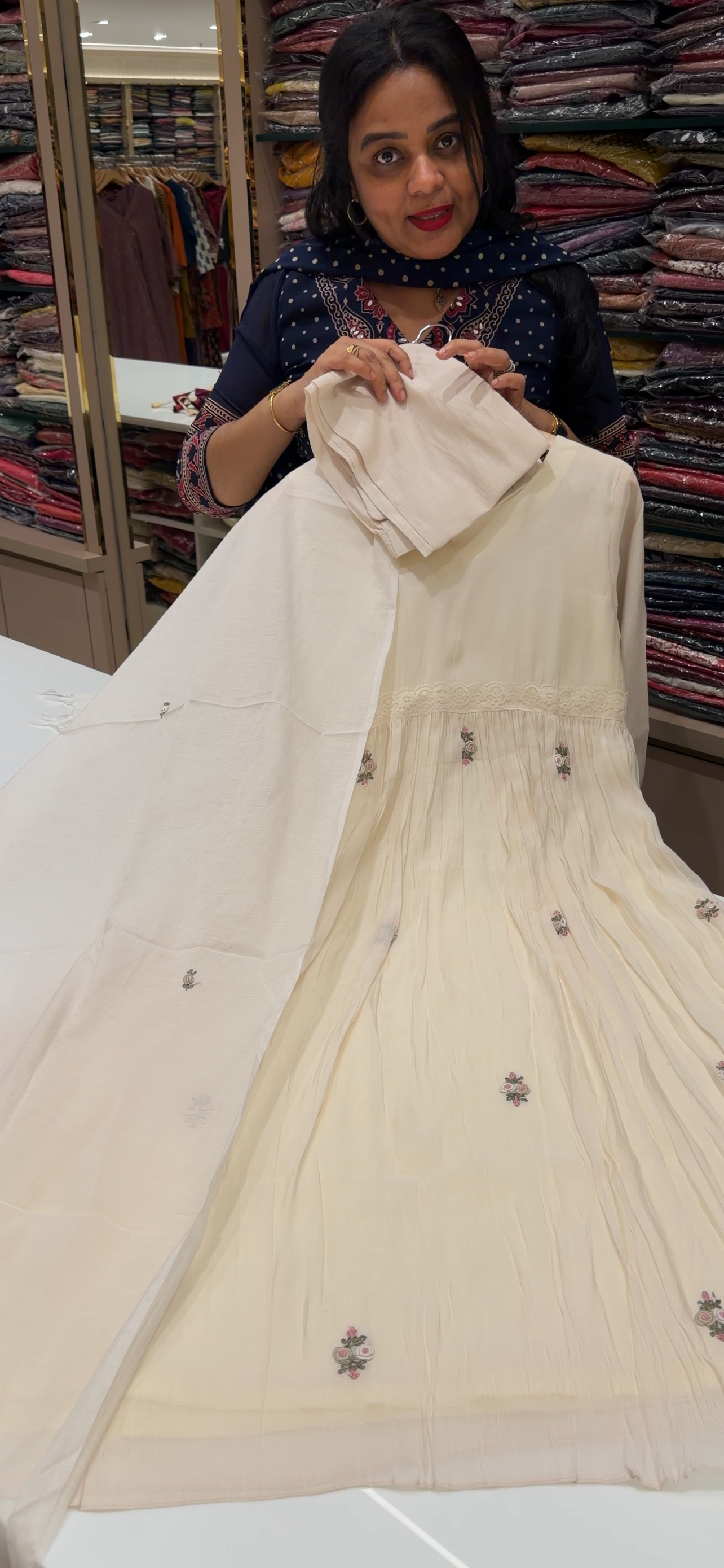 MALAI CHANDERI TOP, BOTTOM AND DUPATTA - IHA 34605